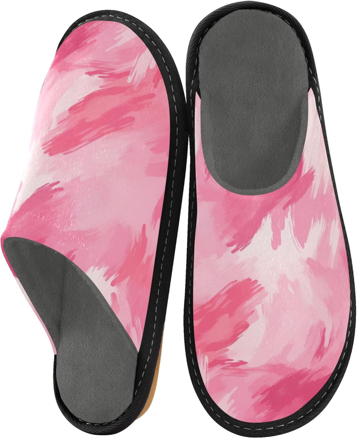 Pink Camouflage House Slippers – Cozy Fuzzy Slippers for Guests, Washable & Disposable, Perfect for Shoeless Home, Spa & Hotel Use A112190