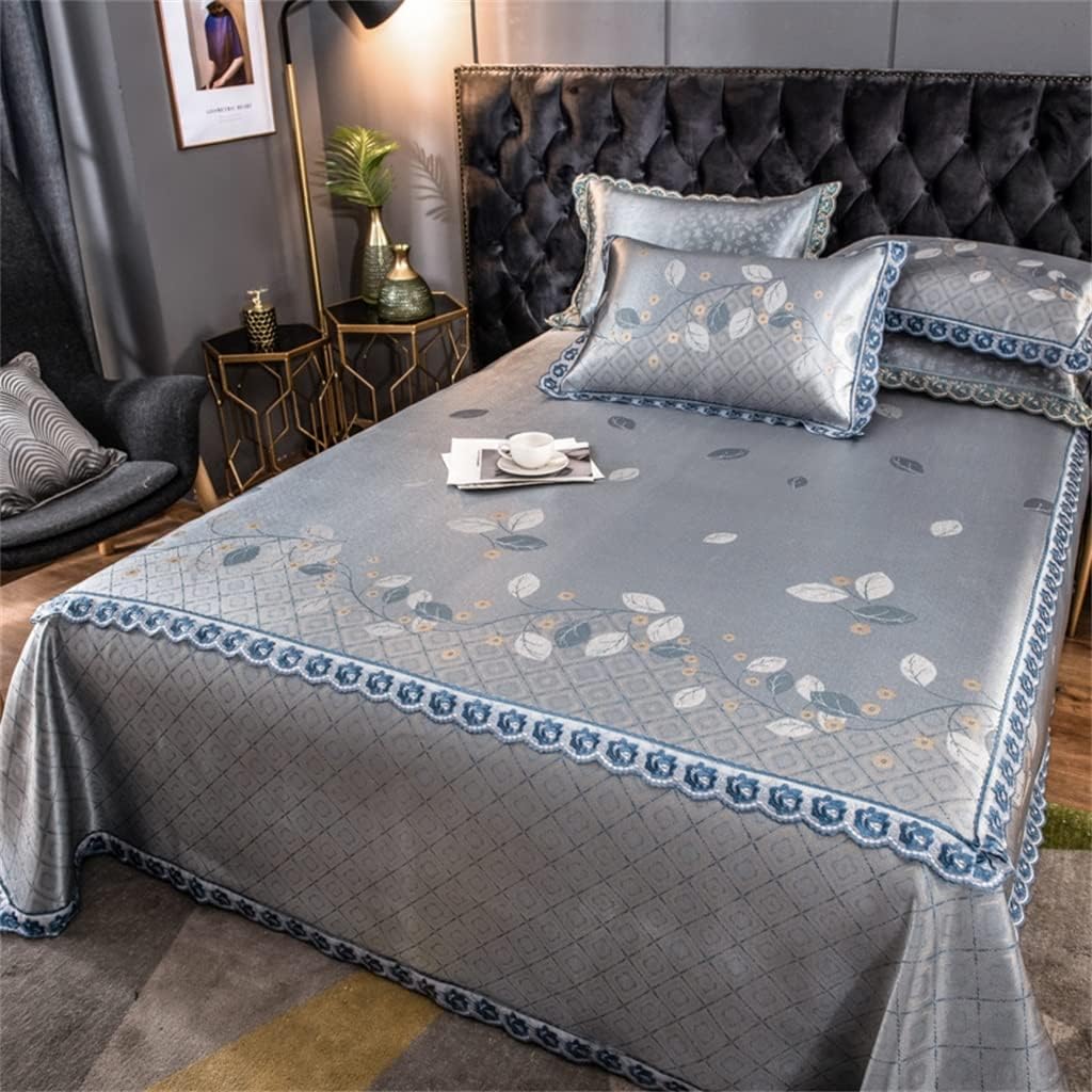 Summer Mattress-Style Sheets Ice Silk Mat Three-Piece Home Double Air-Conditioning Soft Cushion (Color: Blue, Size: 2M) (Blue 1.8 M)