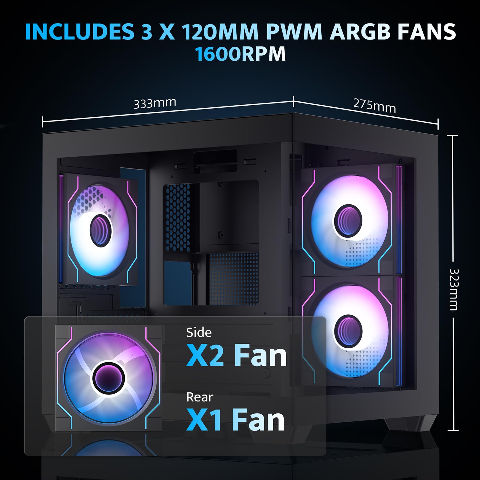 Amazon.co.jp: darkFlash Mini-ITX PCケース、3つのPWM ARGBファン