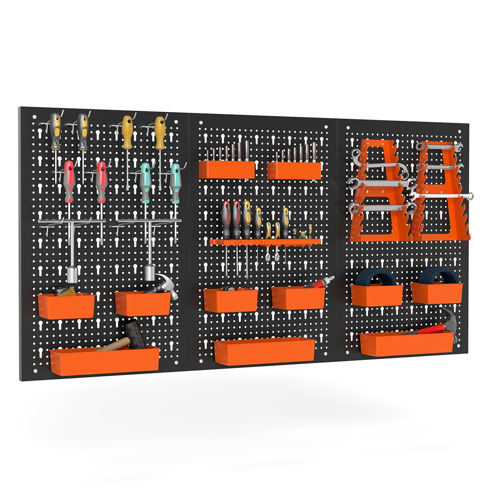 COSTWAY Ścianka narzędziowa 120 x 60 x 2 cm, perforowana ścianka warsztatowa z 9 szufladami do przechowywania, uchwytami na narzędzia i haczykami, metalowa ścianka narzędziowa z akcesoriami, garaż
