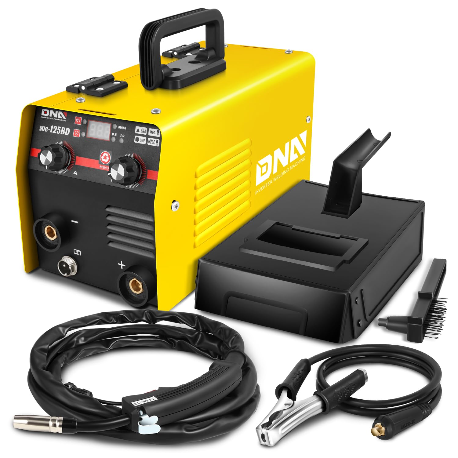 DNA Motoring 125A/110V Flux Core MIG Welder, Gasless MIG/Lift TIG/Stick Welder, 3 in 1 Portable Welding Machine, IGBT Inverter Welder for Home DIY,