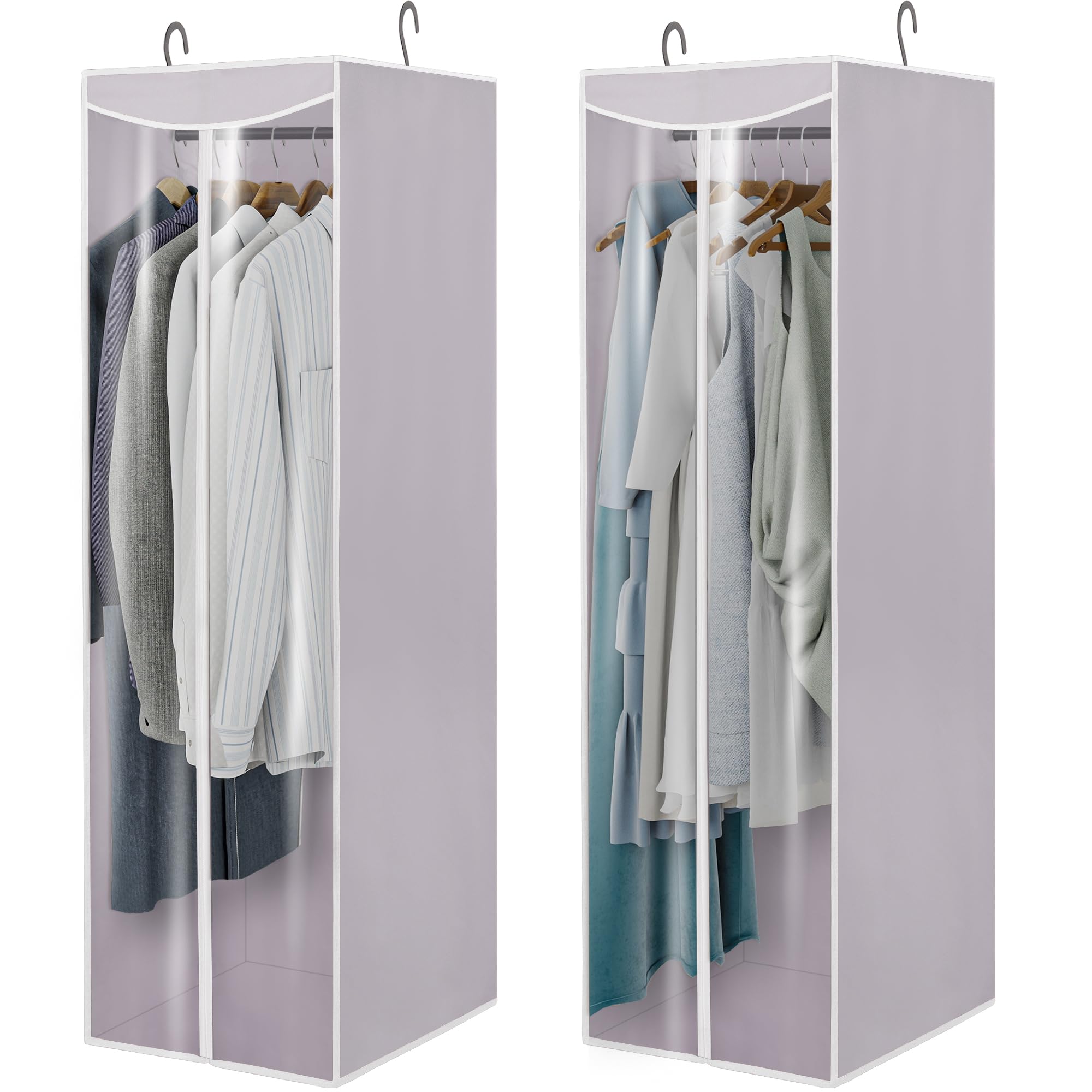 Garment Bags for Hanging Clothes Storage Long Garment Cover with Zippered Clear Window for Closet Wardrobe Clothes Rack