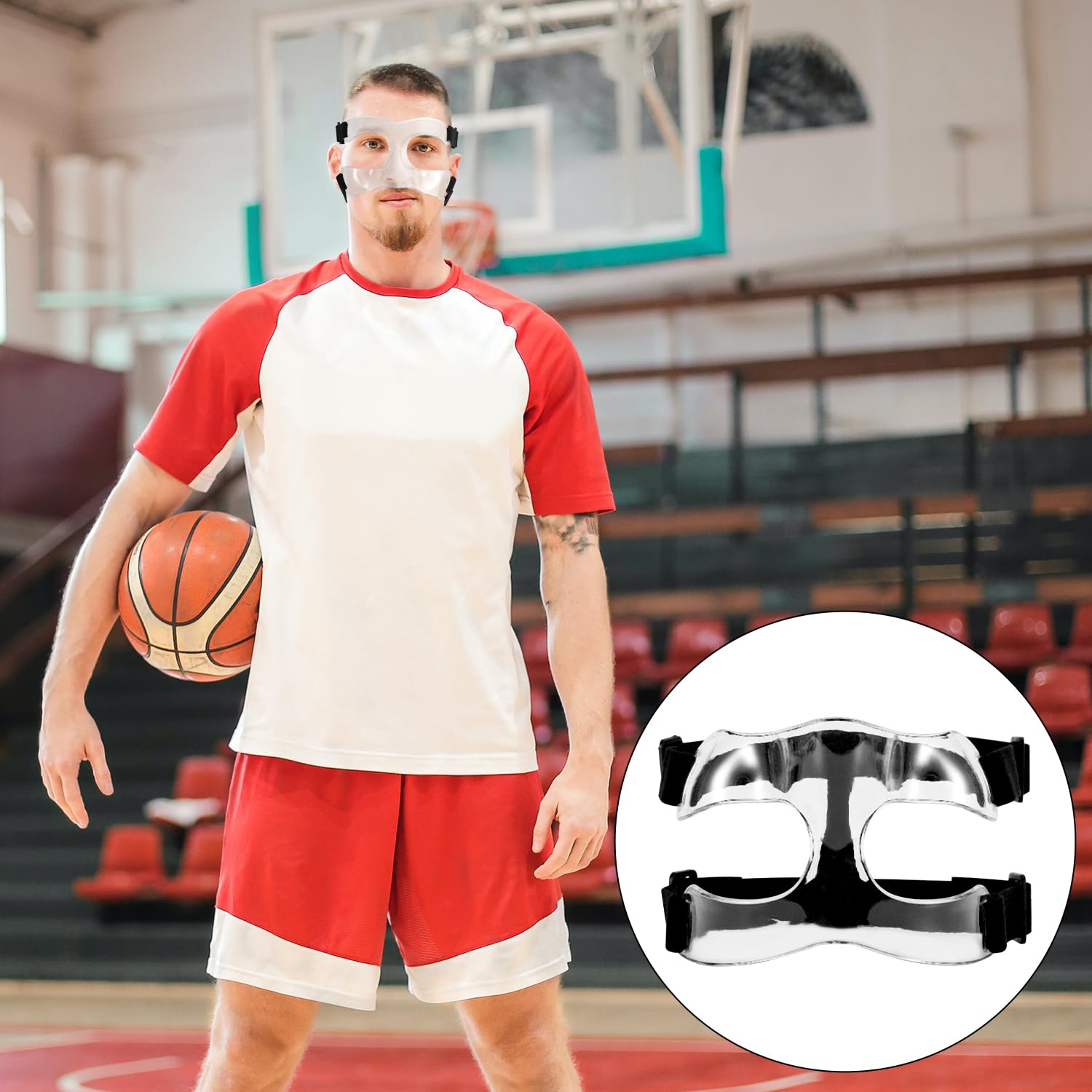 Protezione per il Naso Maschera, Visiera per Naso Rotto Regolabile Maschera per Naso Rotto con Imbottitura Traspirante Maschera per il Viso per Basket Calcio Adulti Adolescenti