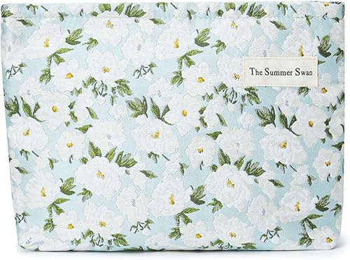 Miniatura 24 de The Summer Swan Kit de higiene y cuidado de la piel de flores grandes para media jornada, elegante bolso de maquillaje de embrague, negro