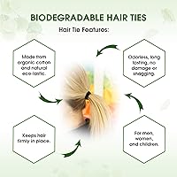 Vista 5 de BIODEGRADABLE - Lazos elásticos para el cabello para mujeres y hombres, orgánicos, sin arrugas, ligas negras para cola de caballo y coletas