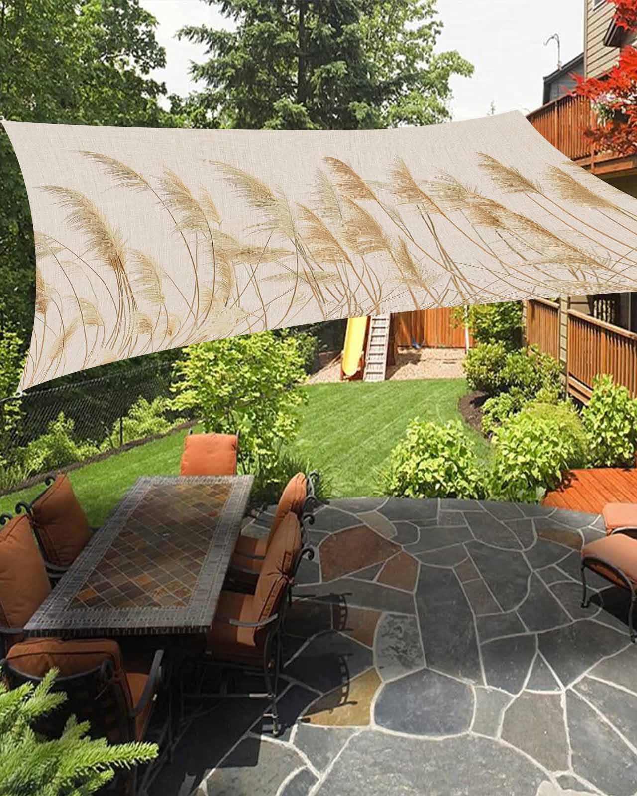 Sun Shades Outdoor Patio Covers for Shade & Rain, Vintage Wheat Sun Sail Shades Waterproof, Farmhouse Rustic Country Sun Shade Sail UV Protective for Backyard/Garden/Deck/Pool 6.5x10 ft