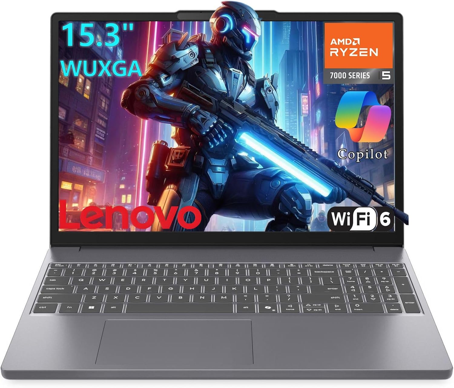 Lenovo 15" FHD+ Gaming Laptop Computer, AMD Ryzen 5 7535HS 6-Core Processor, 8GB DDR5 RAM, 256GB PCIe SSD, WiFi 6, Bluetooth 5.3, Webcam, HDMI, Type-C, Luna Grey, Windows 11 Home
