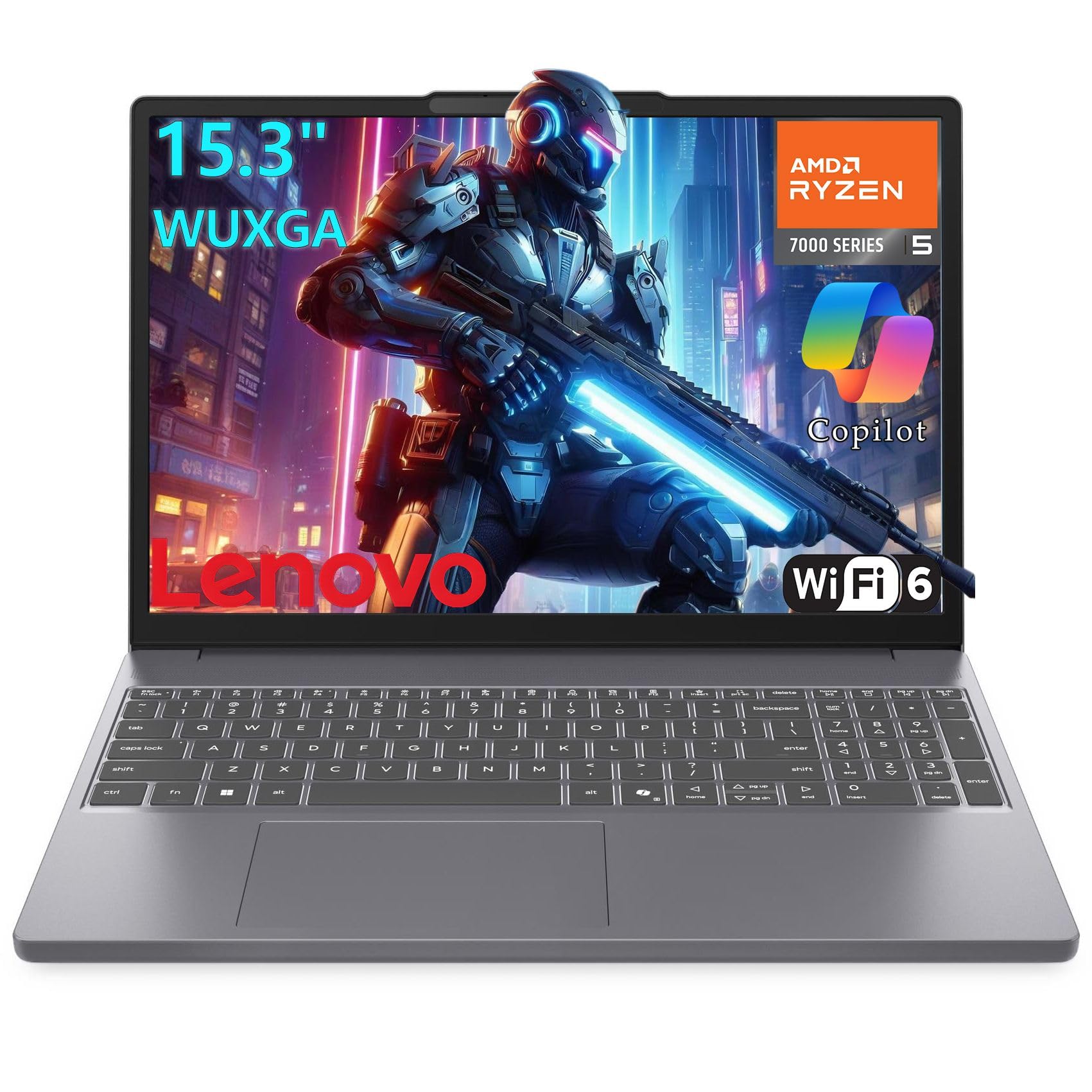 15" FHD+ Gaming Laptop Computer, AMD Ryzen 5 7535HS 6-Core Processor, 8GB DDR5 RAM, 256GB PCIe SSD, WiFi 6, Bluetooth 5.3, Webcam, HDMI, Type-C, Luna Grey, Windows 11 Home
