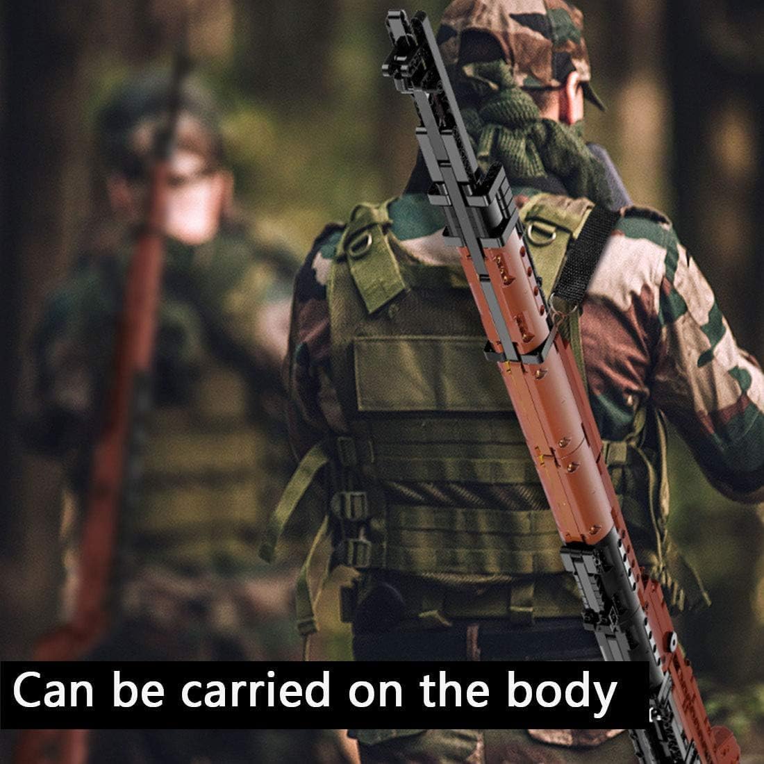 Kar Zestaw konstrukcyjny do karabinu 98K, 1206 elementów, zestaw do budowania, karabin snajperski Mauser 98K z funkcją strzelania, zabawka karabin snajperski dla dorosłych, dzieci, nastolatków