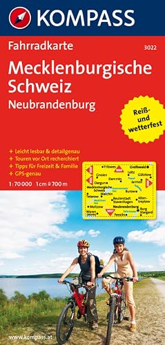 KOMPASS Fahrradkarte 3022 Mecklenburgische Schweiz - Neubrandenburg 1:70.000: reiß- und wetterfest