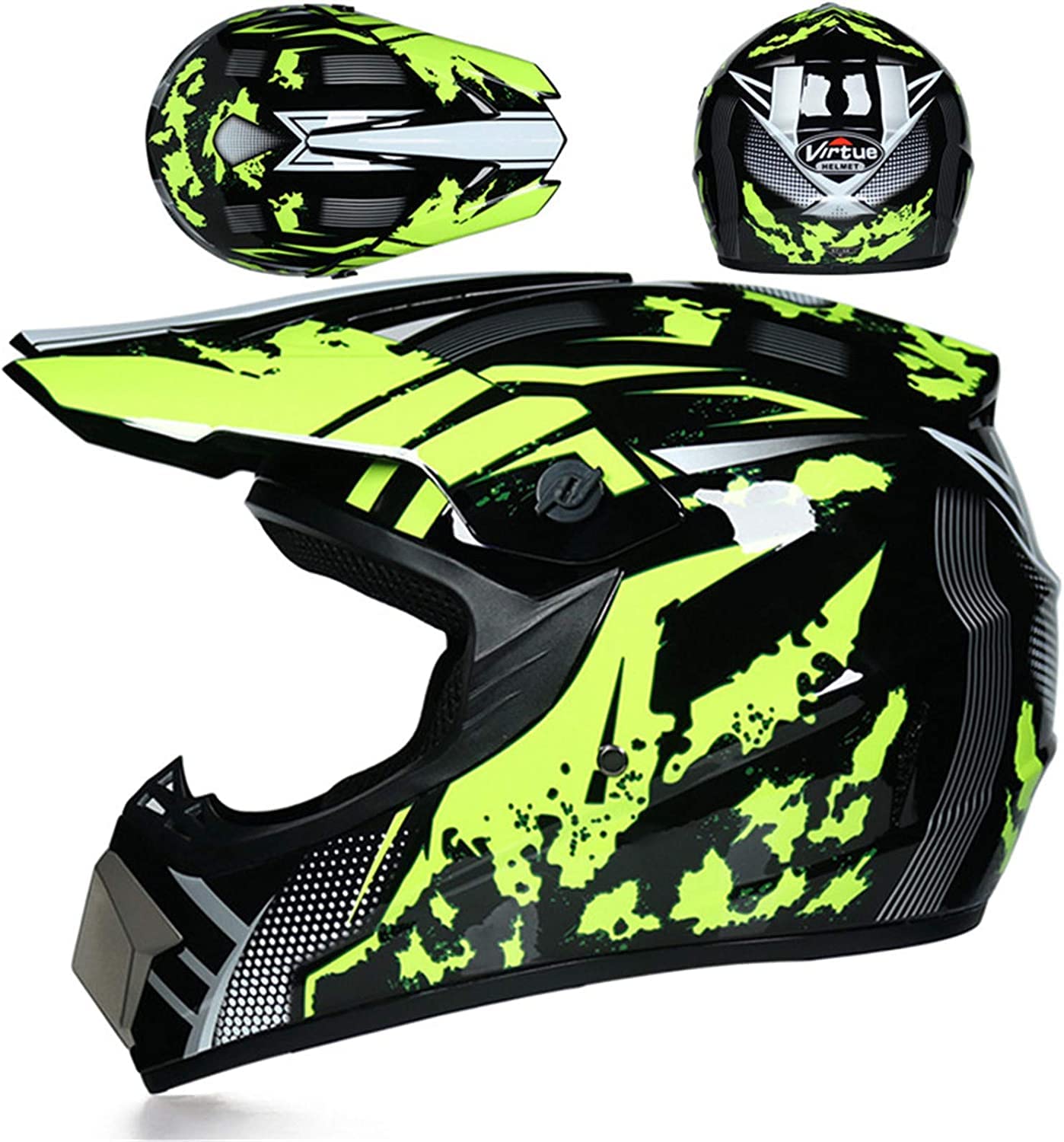 Casque VTT Intégral LVSENET - Kit Motocross Avec Lunettes, Gants Et Masque, Certifié DOT, Pour Adulte Et Enfant