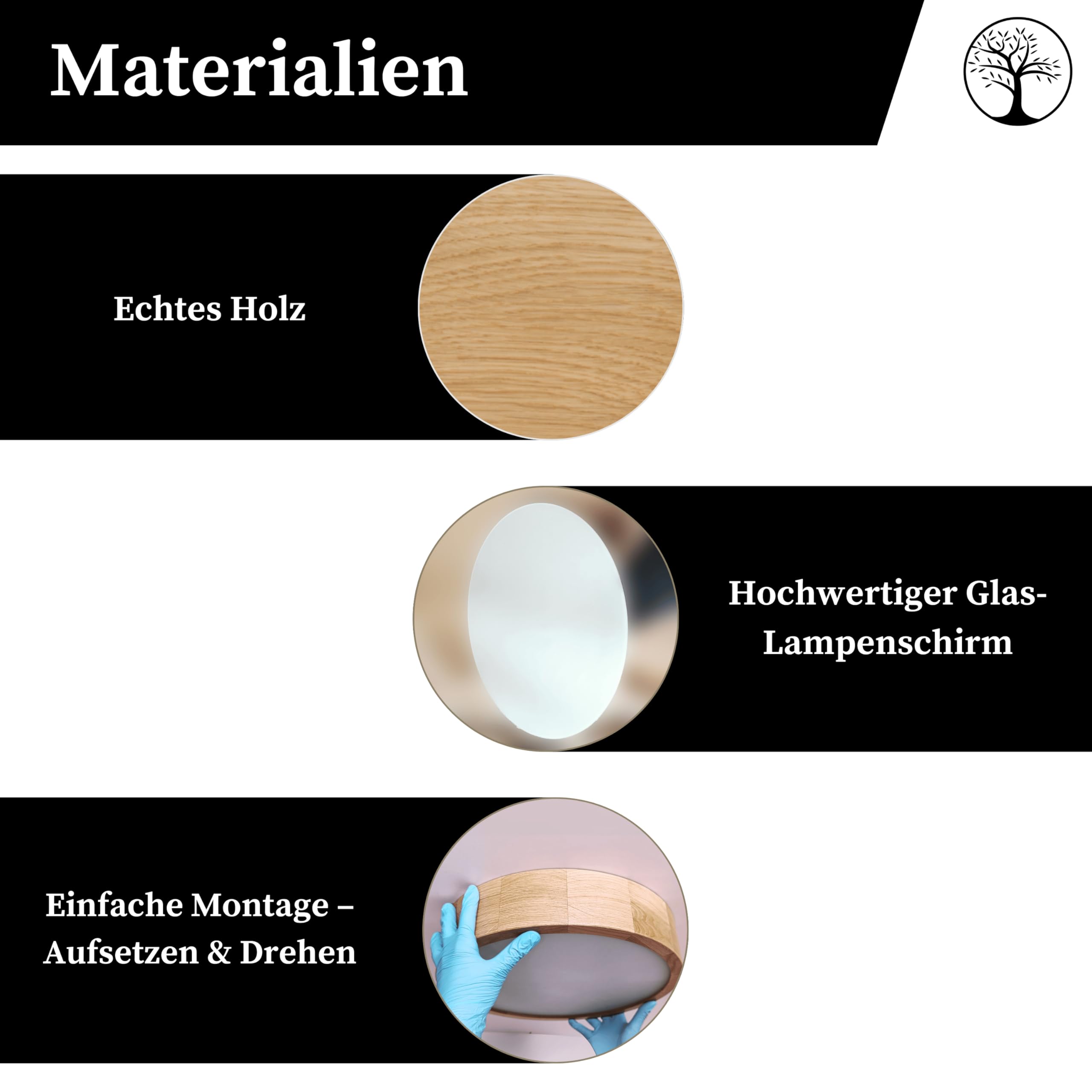 Deckenlampe - Runde Holz Deckenleuchte Weiß 2xE27 (∅37 cm) - Modern Lampe für Schlafzimmer, Wohnzimmer, Flur, Küche - Stilvolle Kiefernholz ORION