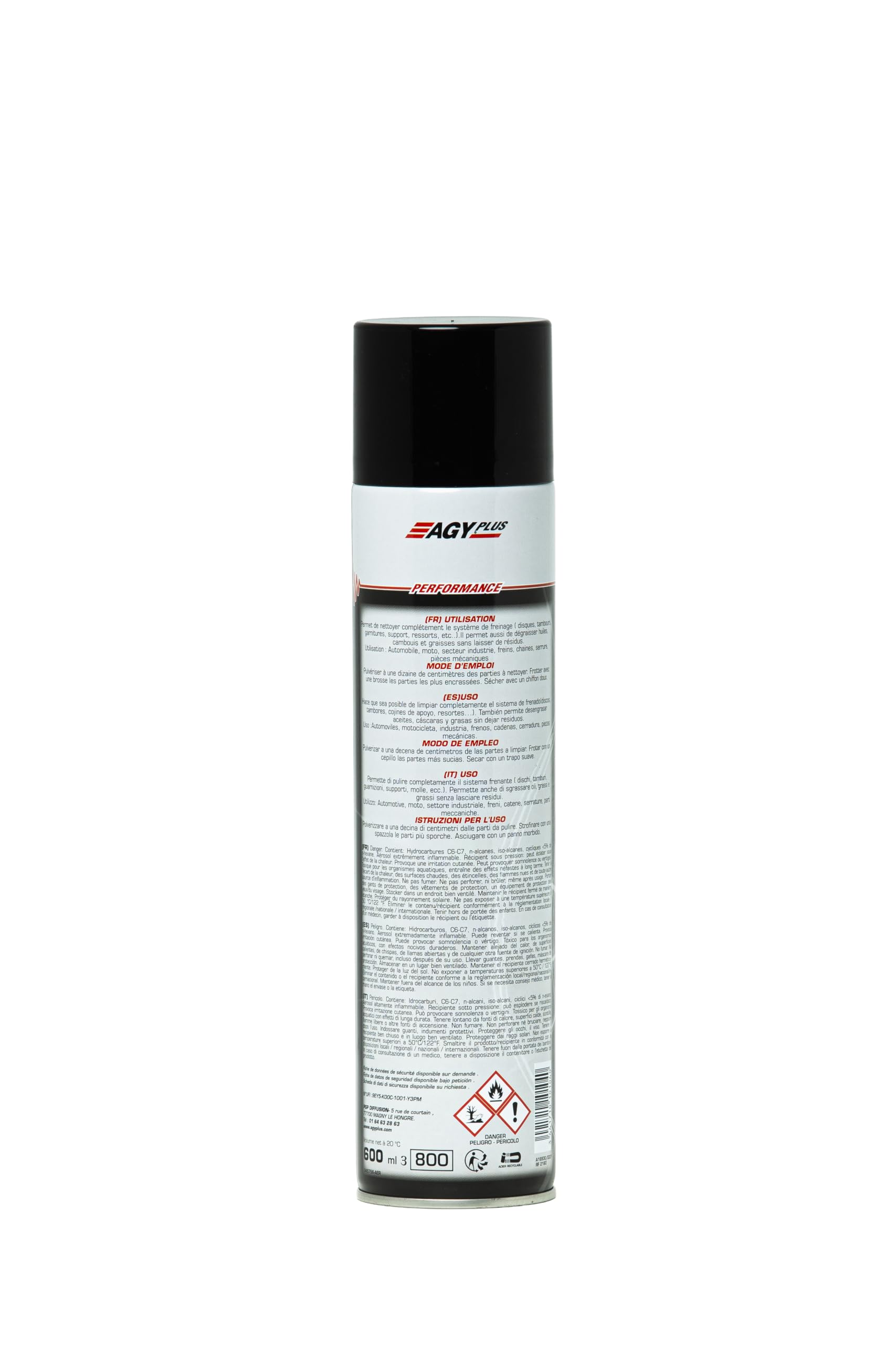 Nettoyant Freins AGY Plus - Lot 12 x 600ML - Jet Surpuissant - Séchage Rapide - Fabrication Française