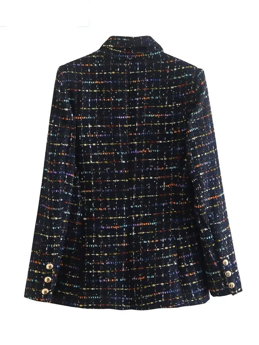 Giacca da donna in tweed con colletto tweed retrò, giacca chic per autunno e inverno, alla moda, casual, da lavoro