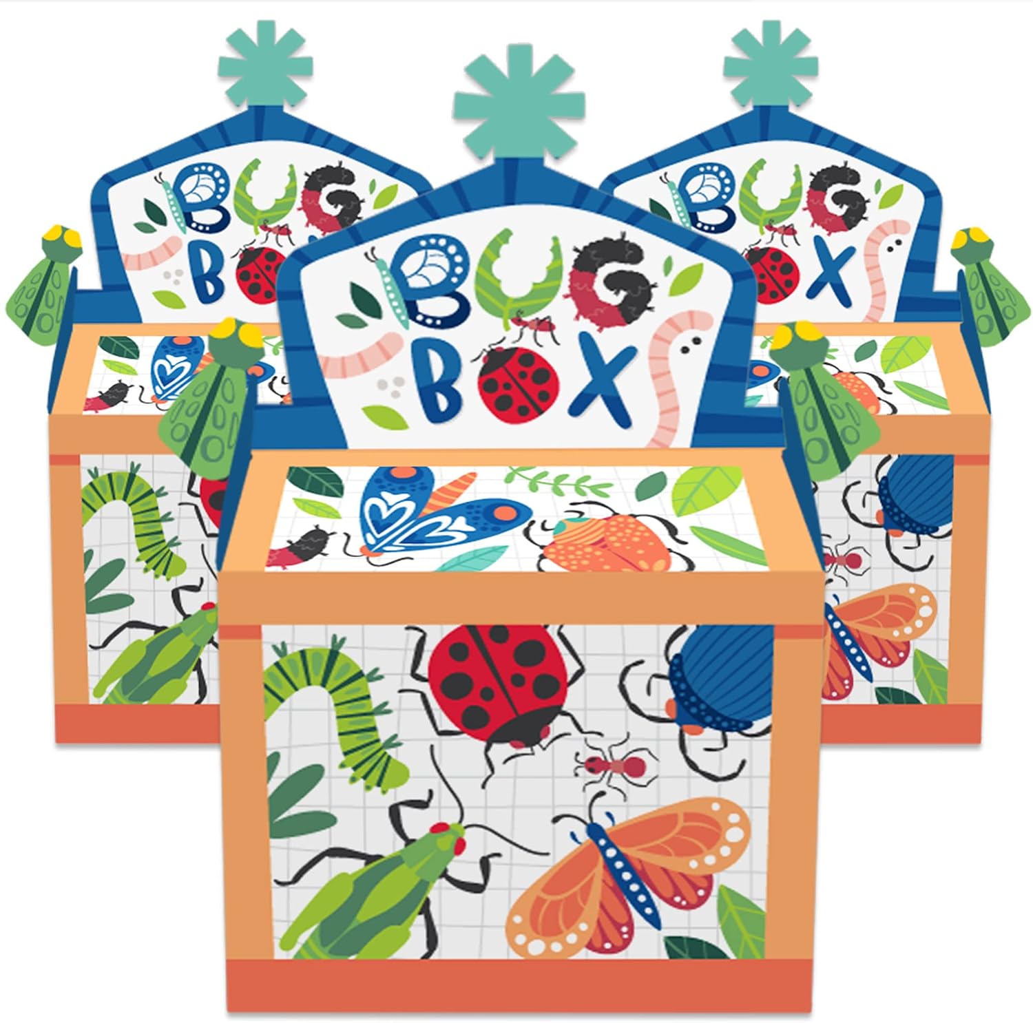 Big Dot of Happiness Buggin' Out - Treat Box Party Favors - Bugs Birthday Party Goodie Gable Boxes - Set of 12