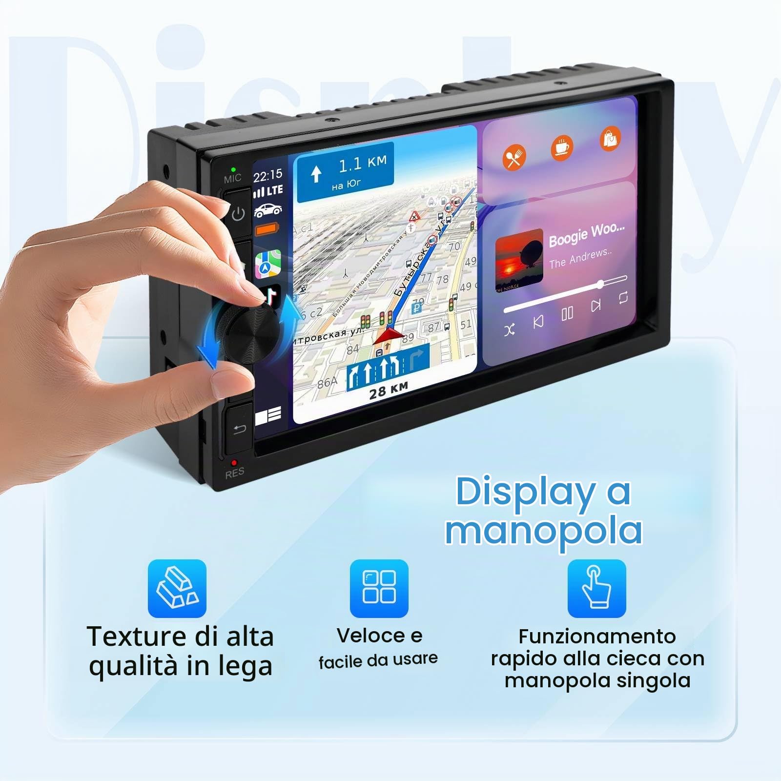 Haudio Autoradio Android da 7 Pollici, Autoradio 2 DIN con Wireless Android Auto & Carplay, Telecamera di Retromarcia, Bluetooth, Navigazione GPS, Mirror Link, Assistente Vocale, SWC/FM/AM/RDS