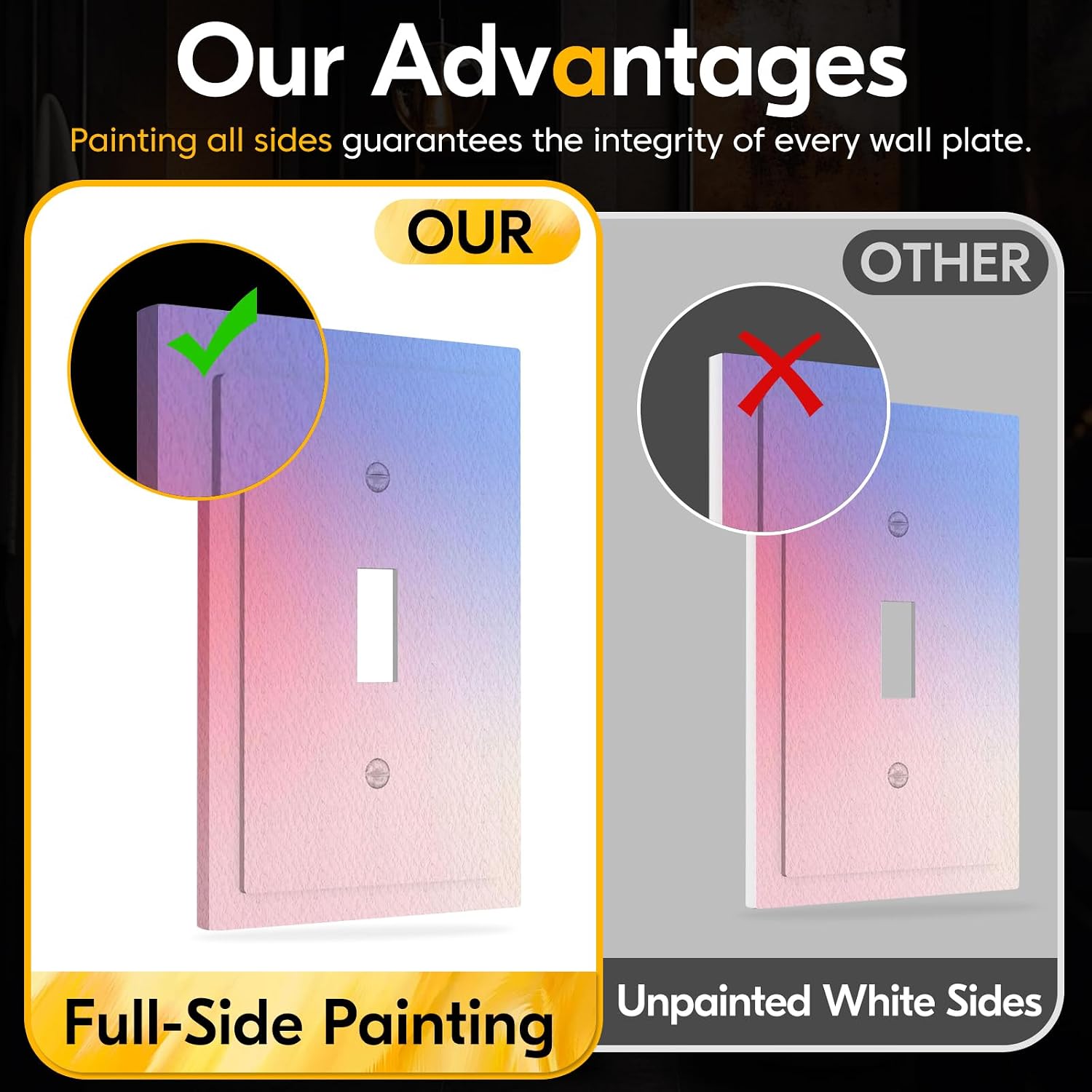 Decorative Light Switch Cover Plate Pink Purple and Blue Gradient 1 Gang Single Toggle Wall Plates for Electrical Outlet Covers Switch Plate Covers Faceplate for Bedroom Kitchen Home Decor image 2