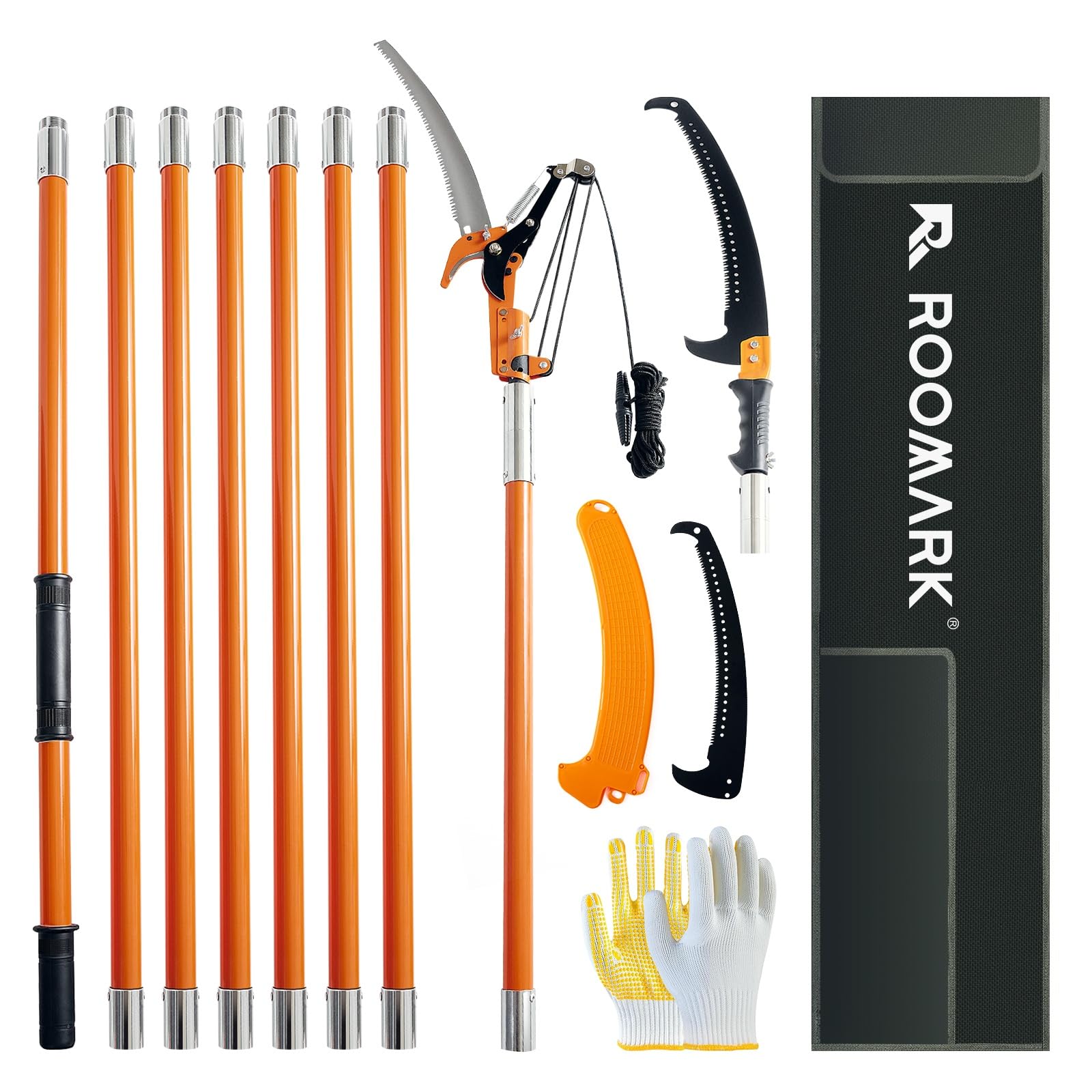 Cortador de rama telescópica, 2-8 m, extensión de podadora de jardín, herramientas de jardinería para corte rama, podadora telescópica ligera y muy resistente