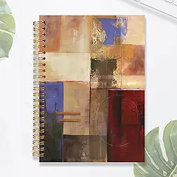 Abstract Yellow and Gray Notebook Journal, Mid Century Modern Artistic Notebook, Minimalist Contemporary Journaling, Spiral Notebook 5.5x8.3