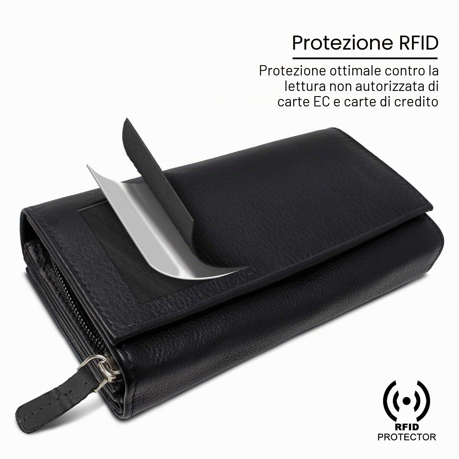 ROYALZ "Orelia Portafoglio vera Pelle Donna Grande Portamoneta Capiente Porta Carte Credito 18 Scomparti Bloccaggio Protezione RFID Etui Lungo