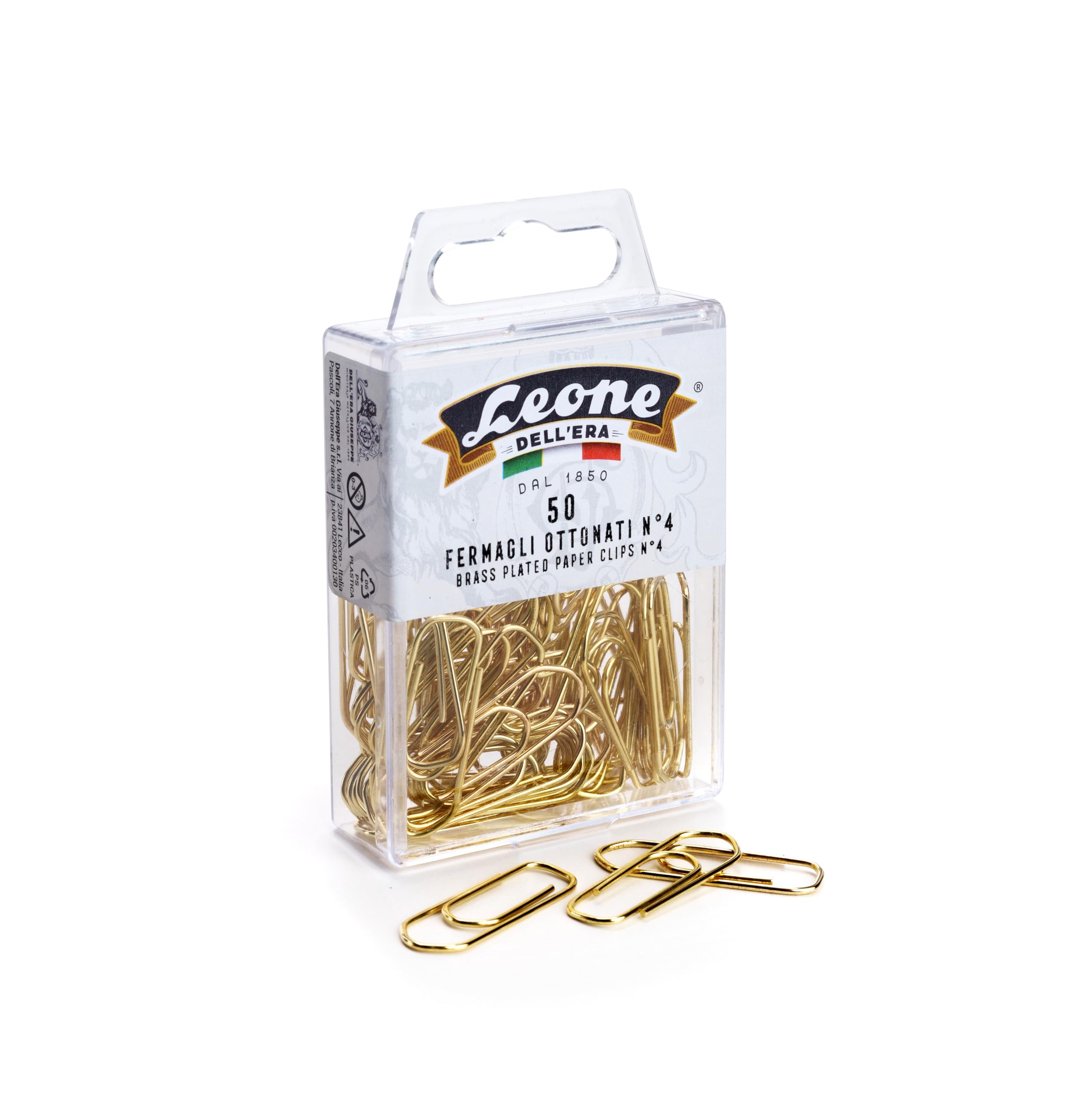 Fermagli Ottonati Leone Dell'Era N°4 - Scatola Da 50 Pezzi, Mm 32, Made In Italy