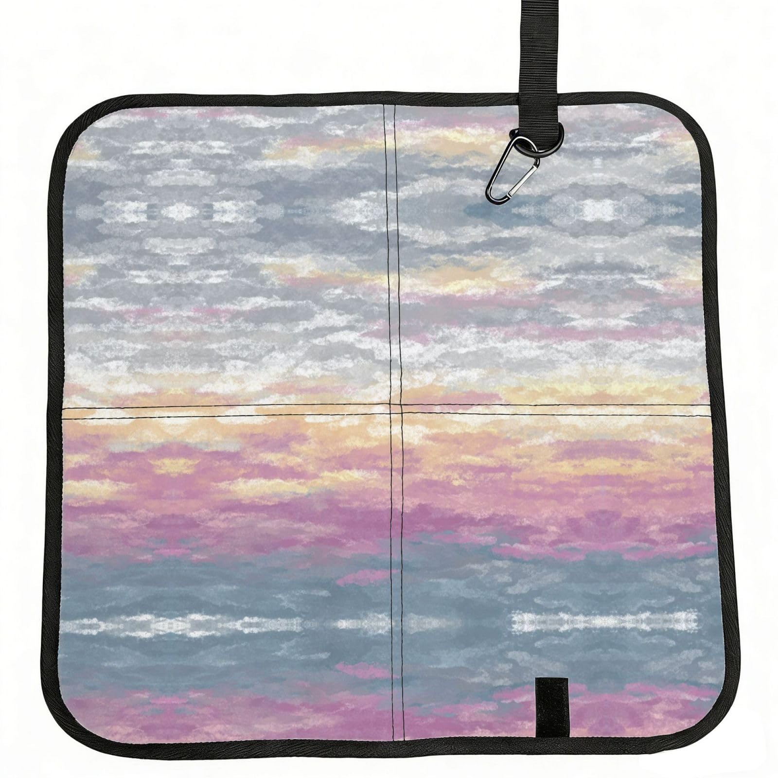 MROWYC Drifting clouds Printed Foldable Seat Cushion - Portable with Carabiner, for Stadium, Camping, Hiking
