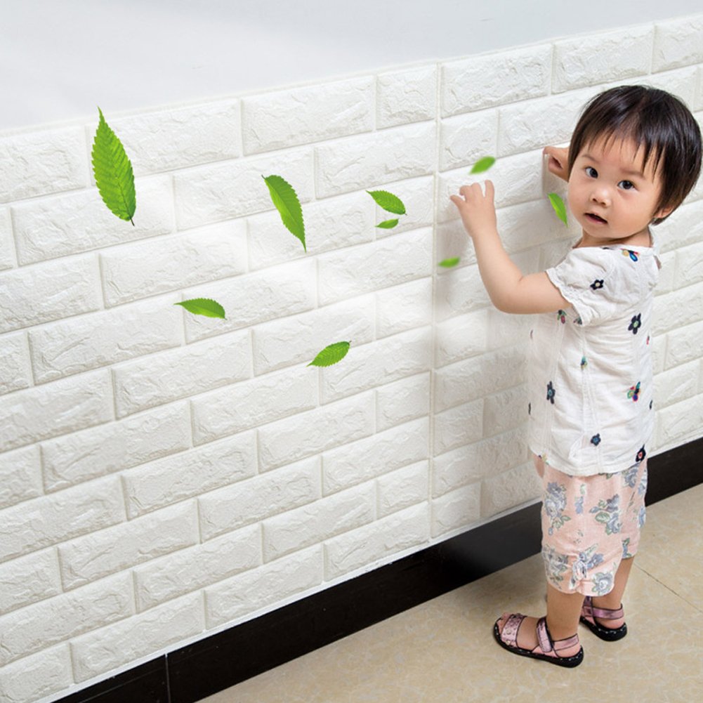 Amazon.co.jp: 3D立体壁紙 DIYレンガ調壁紙シール 70x77CM ウォール