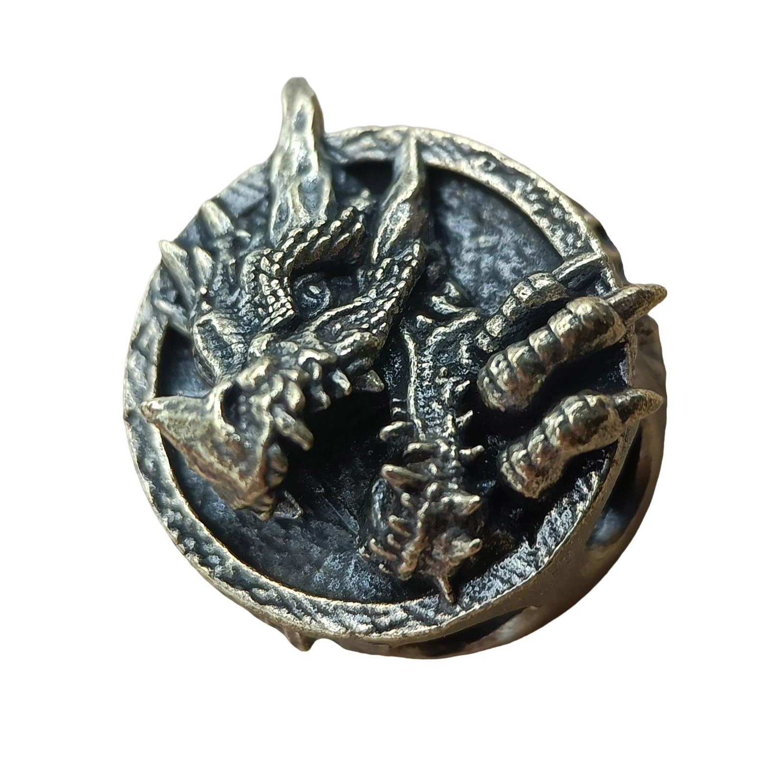 NEWFT Sturdy Brass Dragon Pendant Accessory With Paracord For Outdoor Camping Hiking Survival And Craft Projects