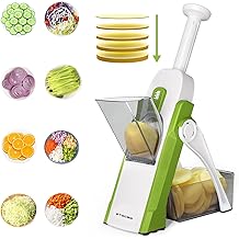 [5 in 1] Mandoline Slicer for Kitchen &amp; Safe Vegetable Chopper &amp; Adjustable Mandoline Slicer. can't Detachable Blade, Vegetable Slicer can Cut Slicing, Strips, Shredding, Dicing, Chop