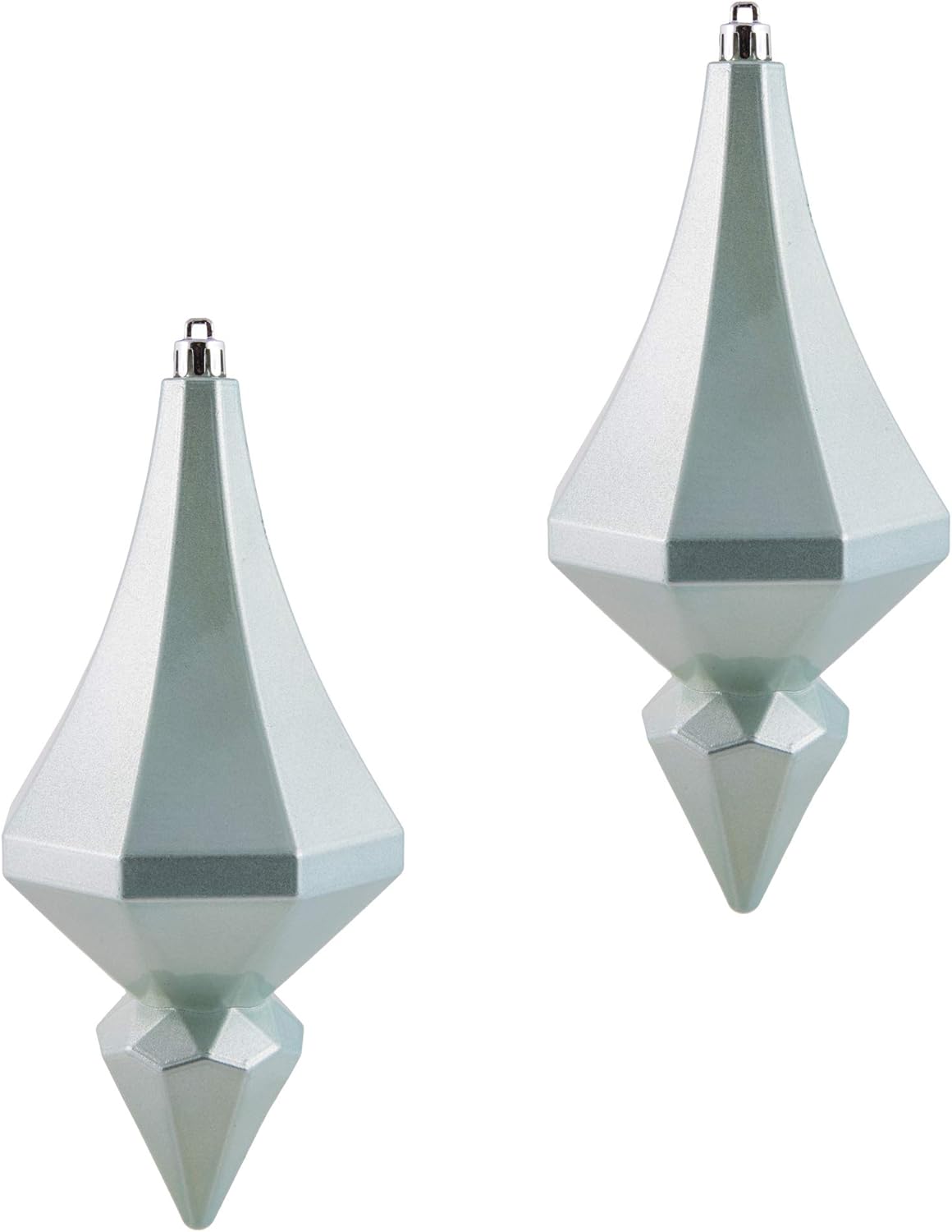 Vickerman 8" Candy Finish Diamond Finial Ornament, Shatterproof Plastic, Holiday Christmas Tree Decoration, 2 Pack, Baby Blue
