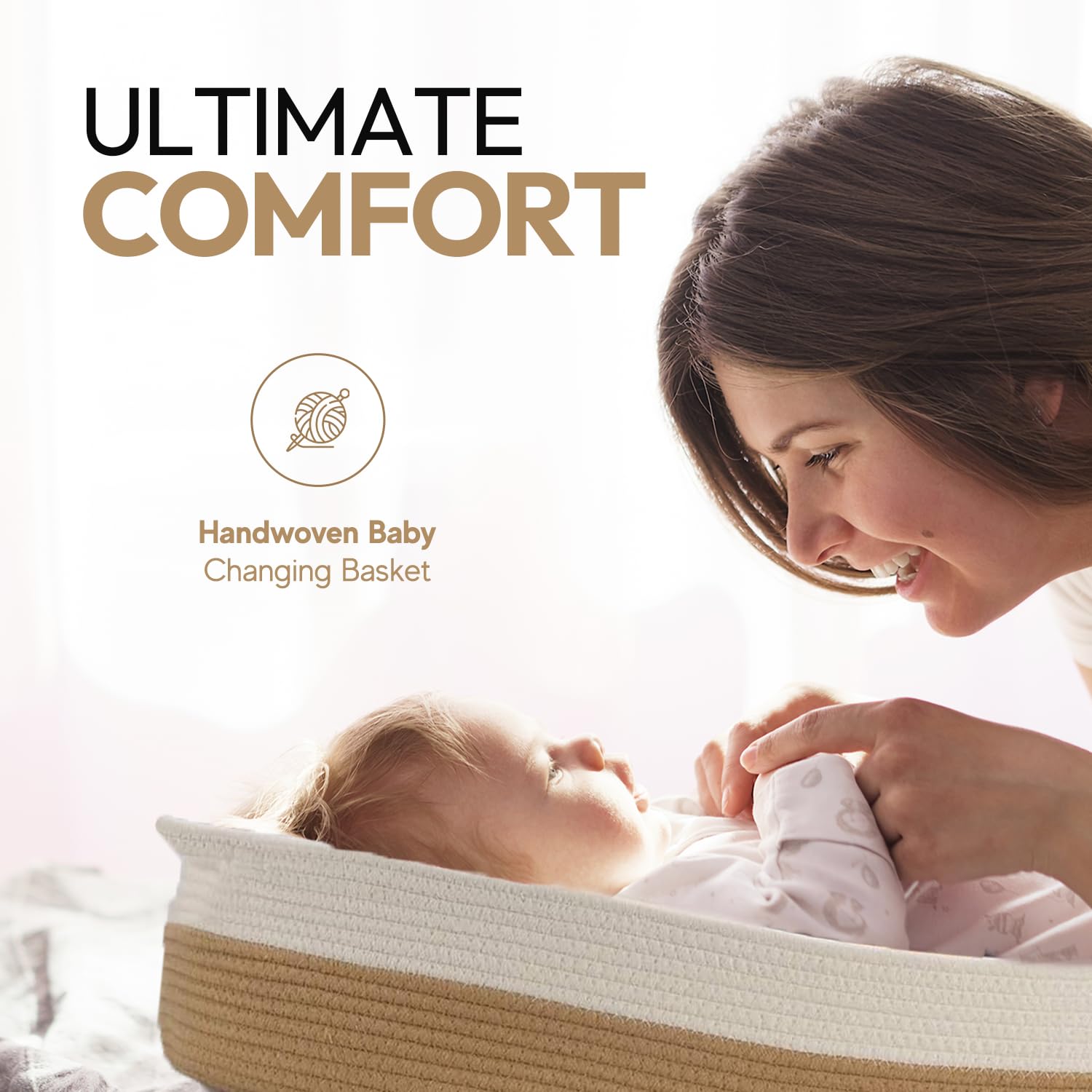 Baby Wonders Kosz na pieluchy dla niemowląt z wodoodpornym materacem i komfortową poduszką - Cesta de Change Naturalny, wiklinowy design, przenośny kosz na zmiany, do sypialni i podróży