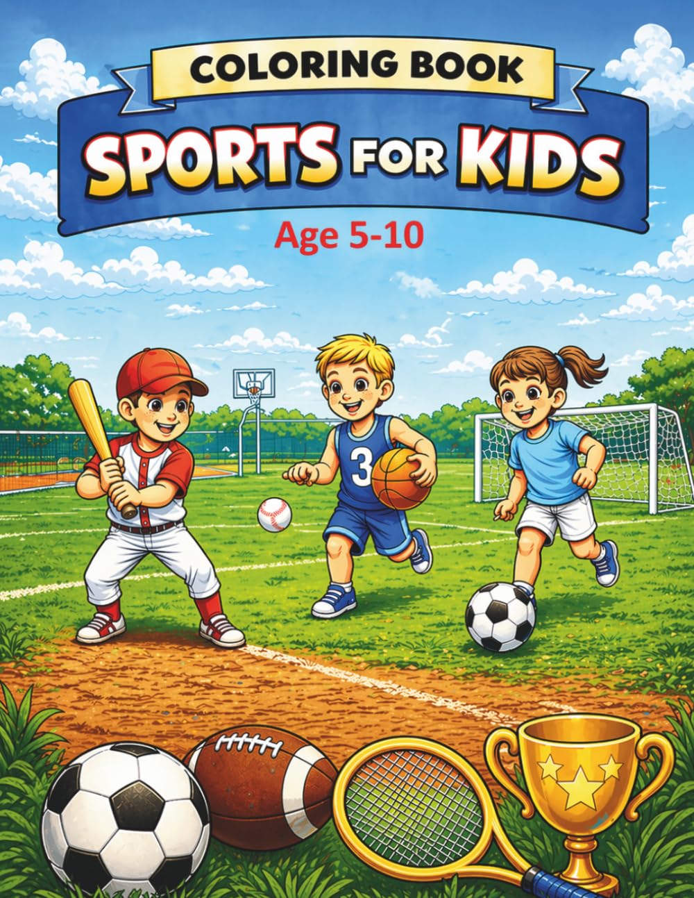 Coloring Book Sports For Kids Age 5-10