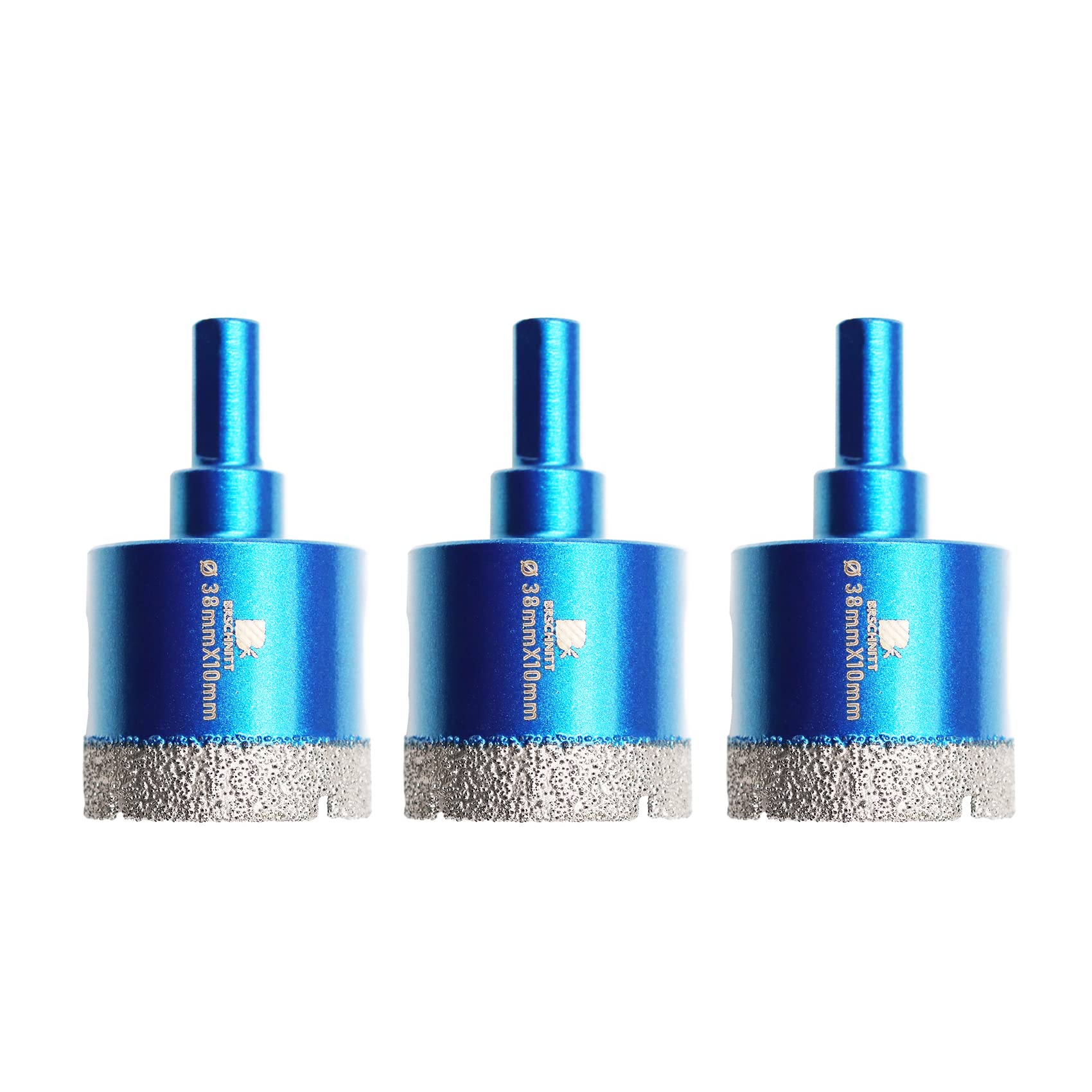 Dry Diamond Core Drill Bit Set,BRSCHNITT 3pcs 38mm Diamond Hole Saw Core Drill Bit with Triangle Shank for Porcelain Tile Ceramic Stone Granite Marble โ image 1