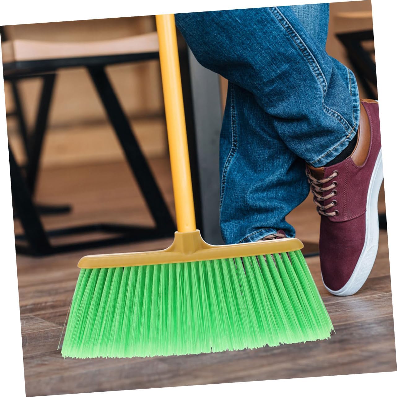 Didiseaon 2pcs Plastic Broom Head Replacement Floor Sweeper Brush Head Straight for Indoor Outdoor Cleaning