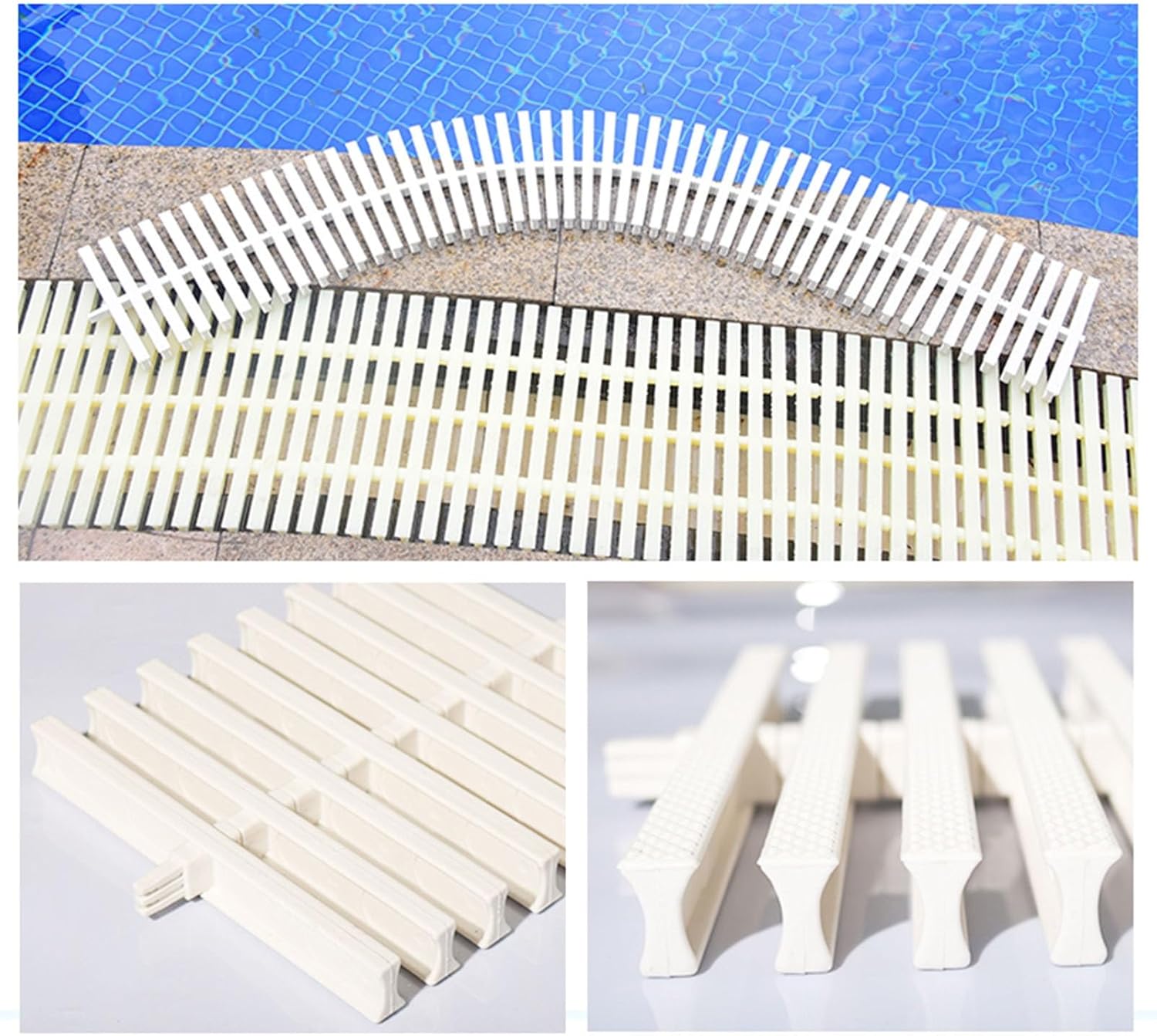 Swimming Pool Drainage Overflow Grate, Splicable Gutter Protection Filter, Outdoor Drainage Grate for Yard, Walkways & Farms, 20x100CM, 10 Pack - Prevent Clogs & Ensure Flow