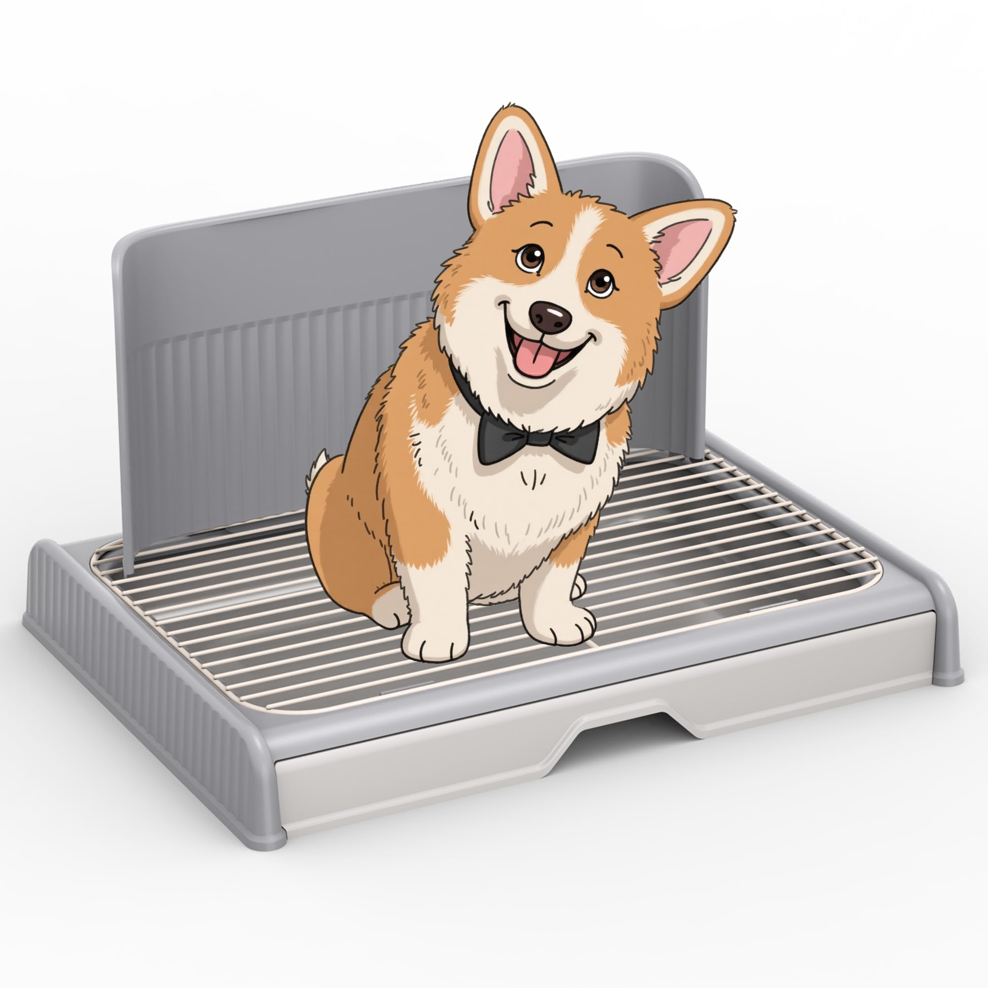 Upgrade Dog Potty Tray with High Wall,23.62"X18.5"Pee Pad Holder,Litter Box for Pet,Mesh Training Holder for Puppy and Small Size Dog,Housebreaking Supplies, Pet Products (Gray)