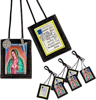 Scapulars Catholic,3 Pack Bulk Brown Scapular Of Virgen De Guadalupe Necklace,Escapularios Catolicos Scapular Catholic Necklaces Religious Gift For Women Man With St Benedict Medal Crucifix Decoration