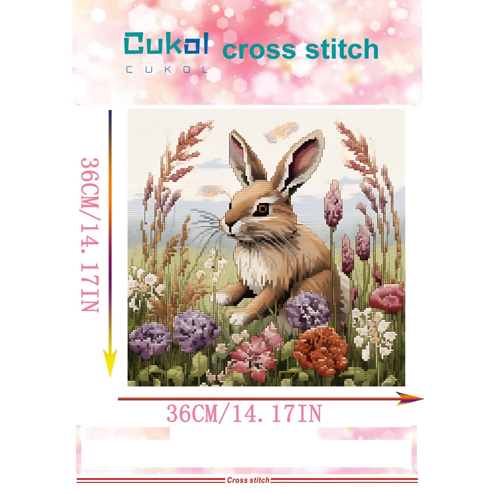Cukol Kit Canevas Broderie Point De Croix Perroquet 11ct Pré Imprimé - Loisirs Créatifs Adulte Débutant 36x36 Cm