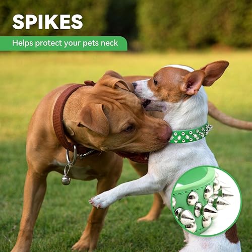 Vista 81 de Collar de perro y gato con pinchos pequeños y medianos para perros pequeños y medianos, collares ajustables con tachuelas para cachorros, collar