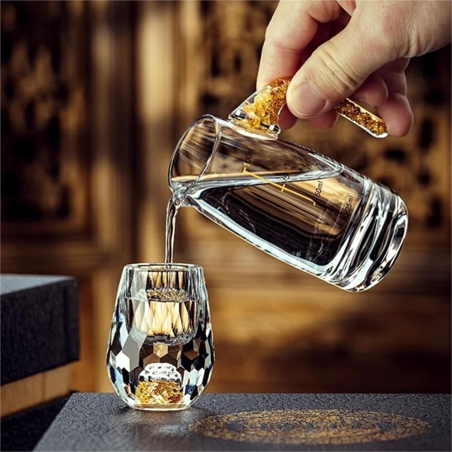 Bicchieri Acqua Vetro Tazza Da Tè In Vetro Con Lamina D'oro A Doppio Fondo In Cristallo 10 Ml