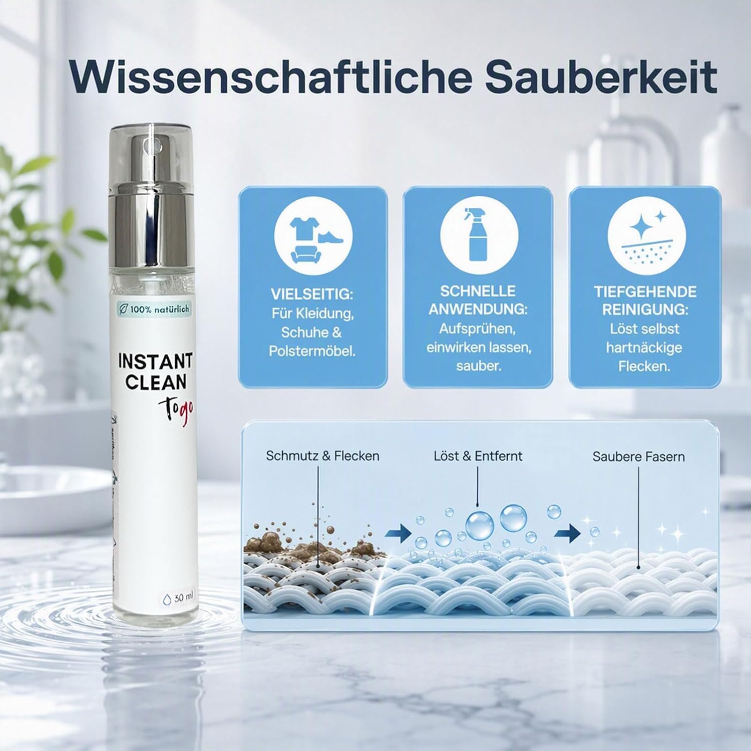 Instant Clean Magic Spray Kleidung, Fleckenentferner Kleidung 30 ml, Natürliche Formel, Fleckenspray für Wäsche, Schuhe, Polster und Weitere Textilien (2)