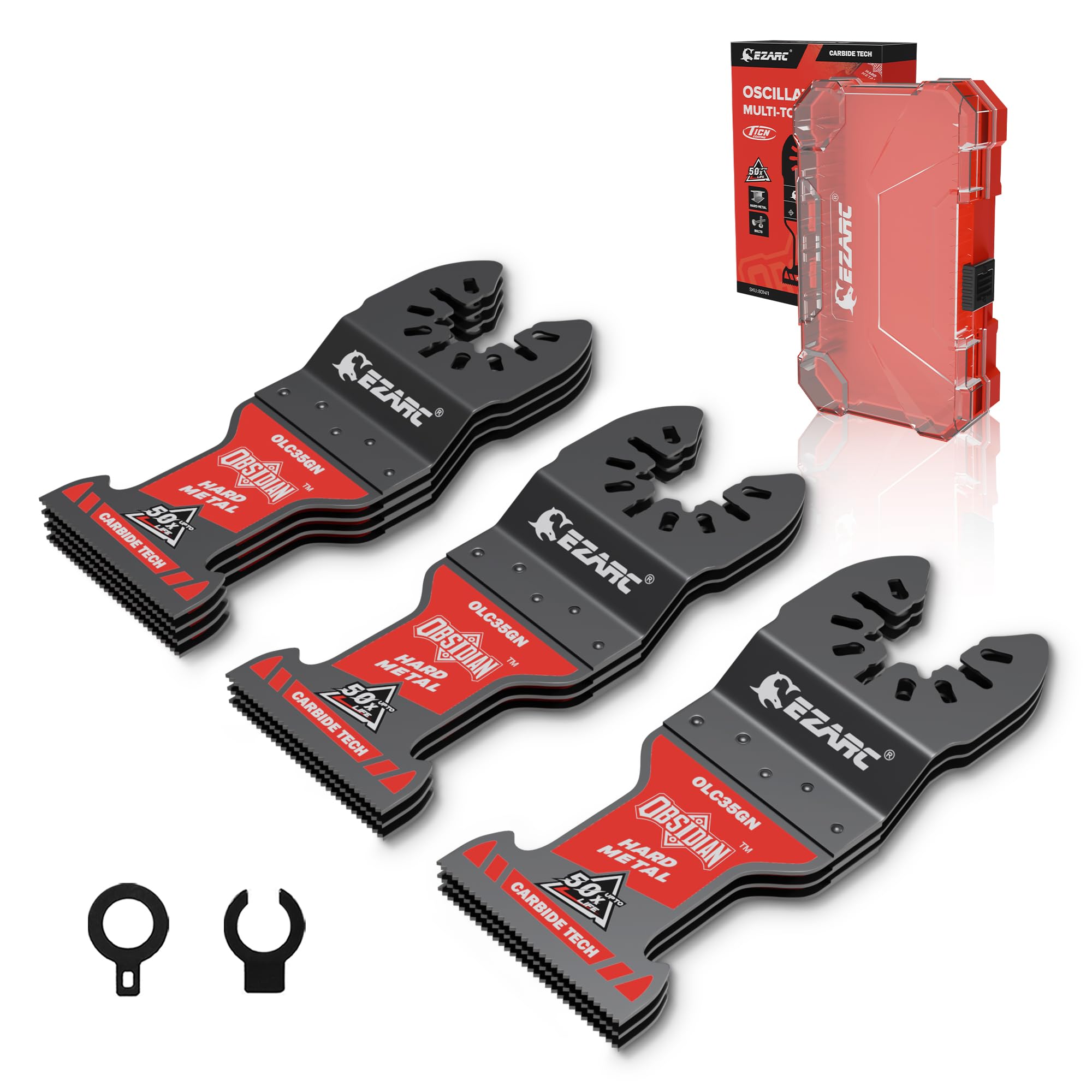 EZARC Obsidian Carbide Multi Tool Blade, Multitool Blades Quick Release for Hard Metal, Nails, Bolts and Screws, 10-Pack