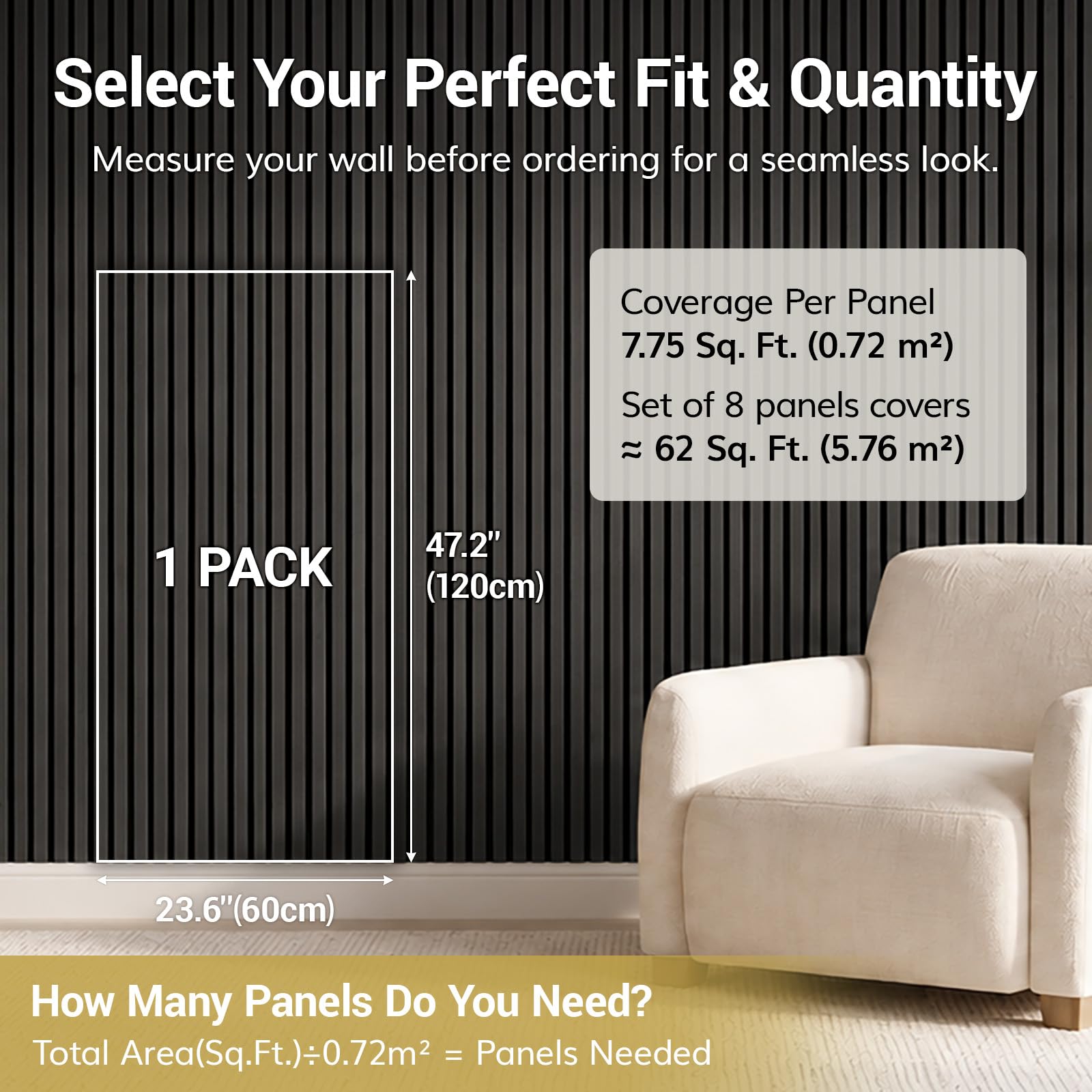 TONOR 8-pak drewnianych paneli akustycznych, 120 cm x 60 cm – 5,76 m², panele ścienne drewniane do ścian, panele drewniane do izolacji akustycznej i dekoracji do studia, mieszkań, sypialni i biur