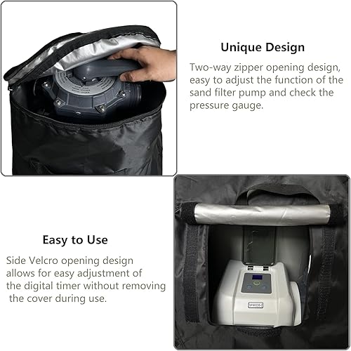 Miniatura 3 de Cubiertas de bomba de filtro de arena, tela Oxford impermeable 600D, cubierta de filtros de arena para piscina, adecuada para la mayoría de bombas