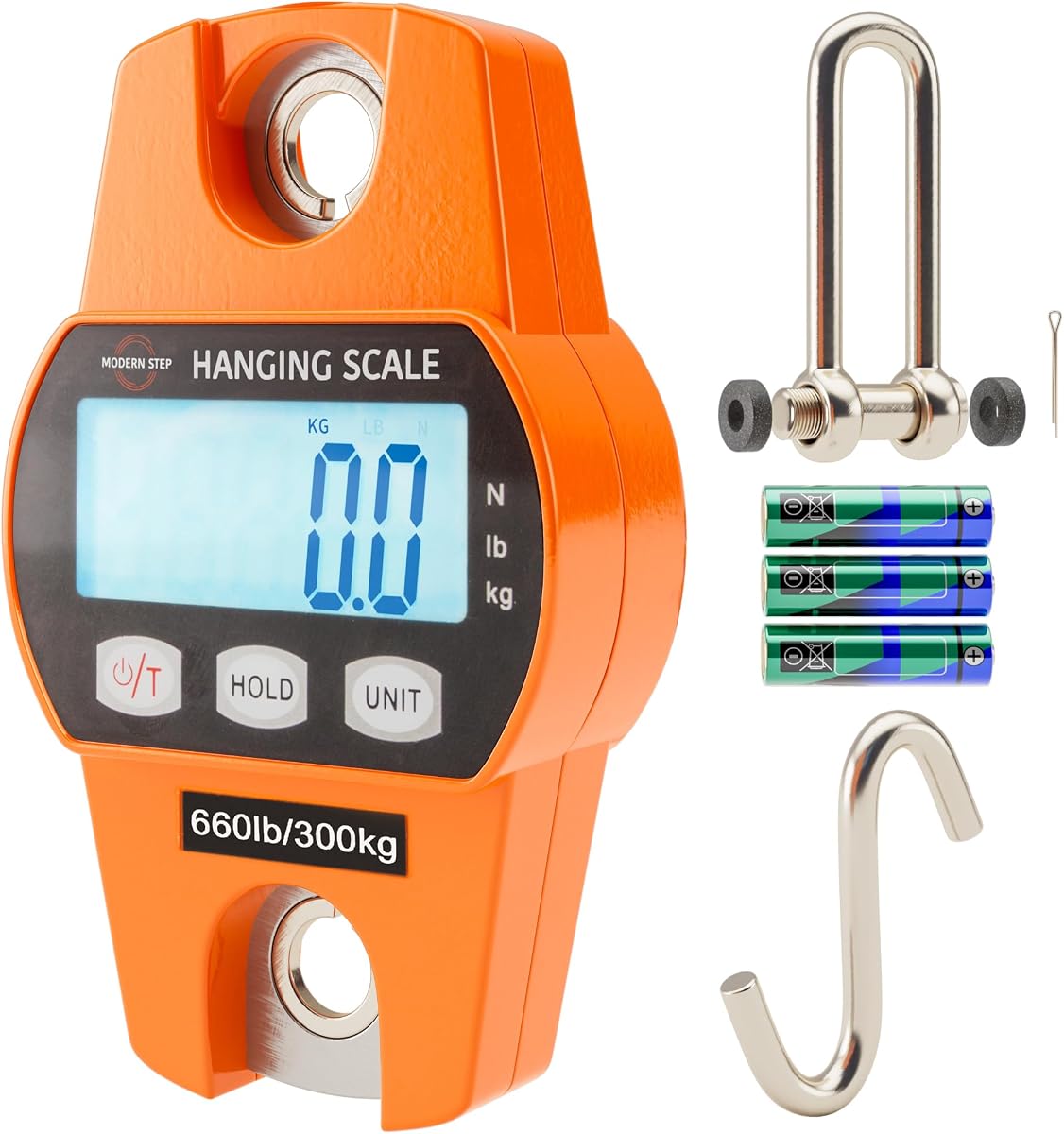 Báscula colgante digital 660 LB 300 KG - Báscula de pescado profesional resistente al agua - Báscula de grúa portátil y duradera para equipaje Maleta de peso Caza Granja Bicicleta Arco Pescado Báscula