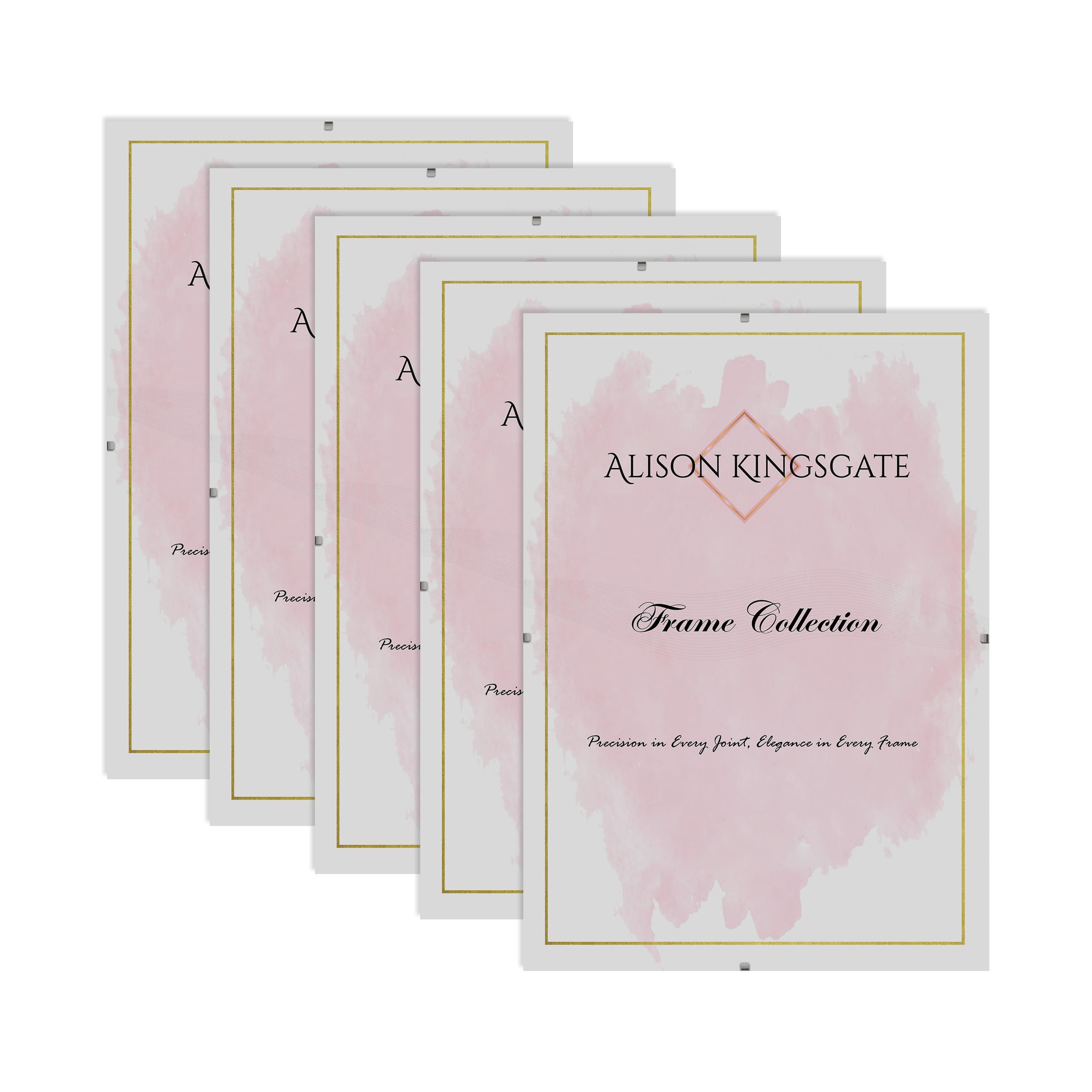 Alison Kingsgate 4X4 Clip Frame (Pack of 5)- Frameless Picture Frame with Shatter-Resistant Perspex & Sturdy MDF Back- Borderless Clip Photo Frame for Posters, Certificates, Art & Wall Decor