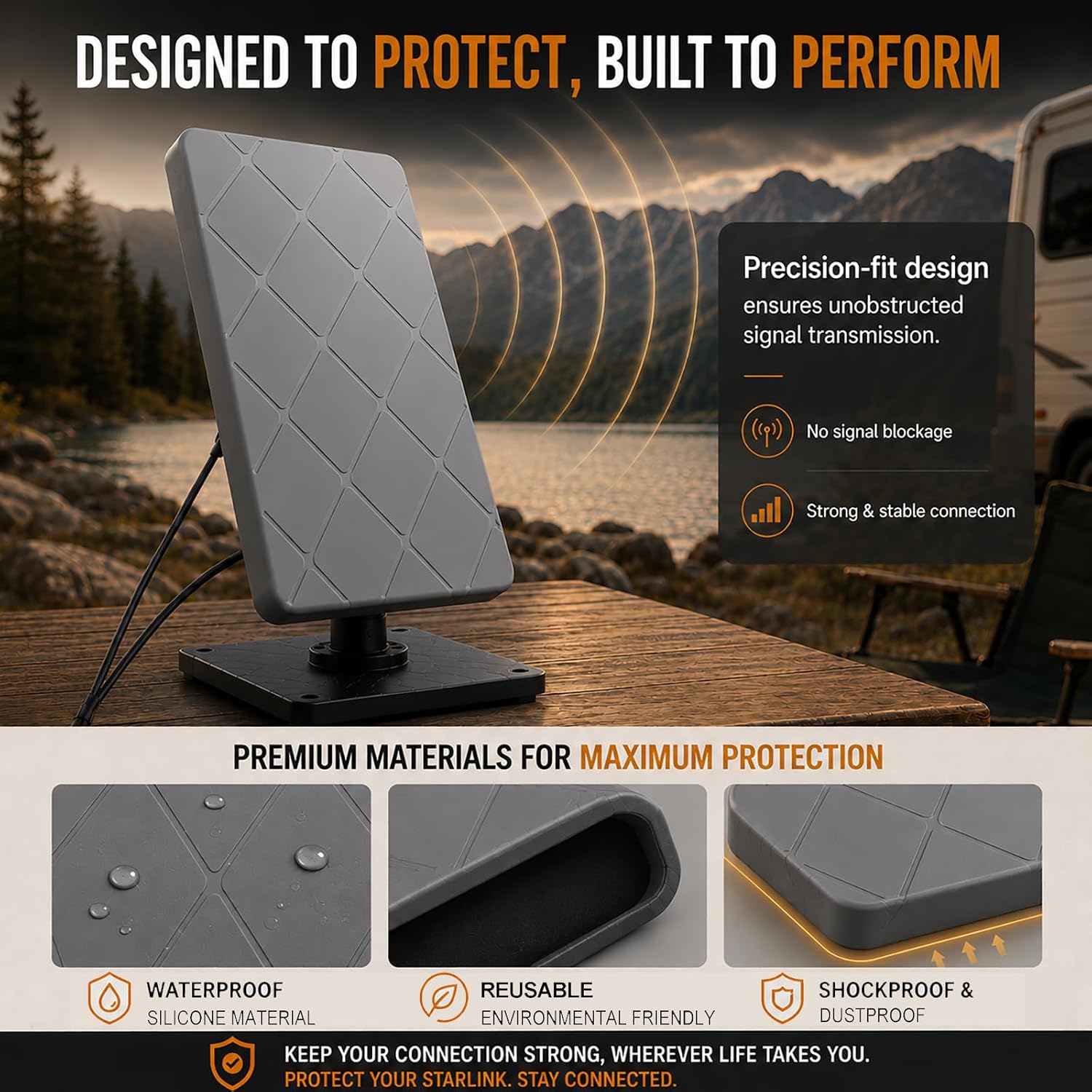 Silicone Protective Case for Starlink Gen 3 / V3 Standard Dish, Waterproof Anti-UV Anti-Scratch Silicone Cover Protector for Starlink Satellite Dish, Outdoor RV Camping Weather Resistant Accessory