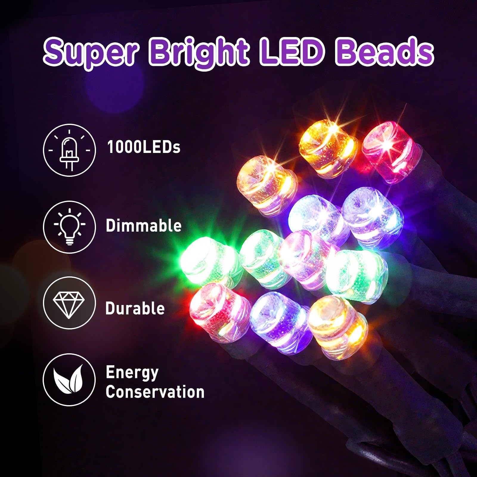 GlobaLink Weihnachts-Lichterkette 100M 1000LED warmweiß/bunt | 11 Modi, dimmbar, mit Fernbedienung und Timer, für Weihnachtsbaum und Dekoration