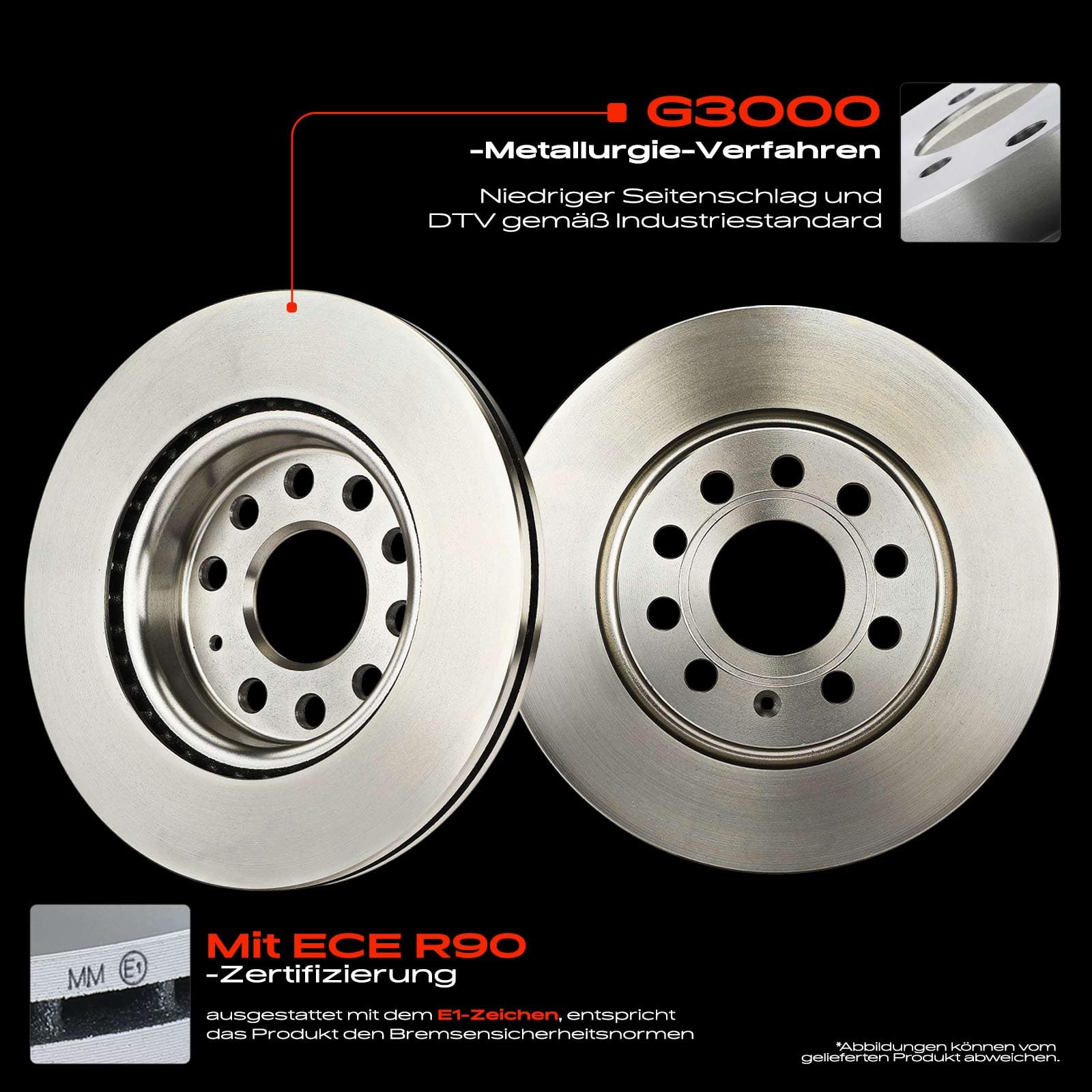 Frankberg Bremsensatz inkl. 2x Bremsscheiben + 4x Bremsbeläge Vorne Kompatibel mit A3 8P1 Leon 1P1 A3 Sportback 8PA Golf Plus 521 5M1 Yeti 5L Replace# JZW698151,1K0615301AC