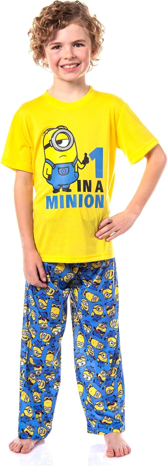 INTIMO Minions Boys' Pajamas One In A Minion Sleep Shirt and Pant 2 Piece Sleep Set